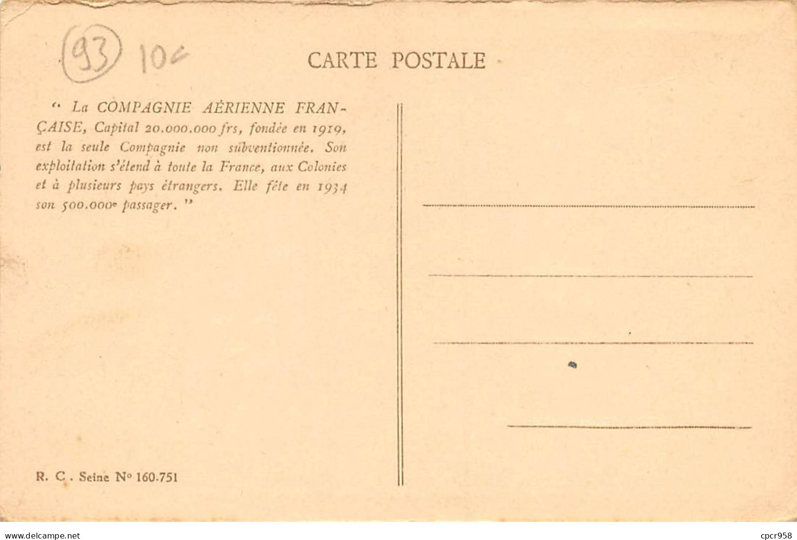 93 - LE BOURGET - SAN52213 - Aéroport - Base De La Compagnie Aérienne Française - Le Bourget