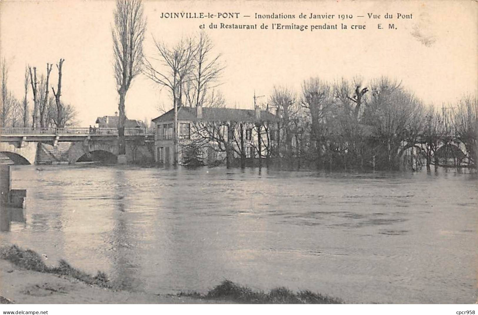 94 - JOINVILLE LE PONT - SAN52220 - Inondations De Janvier 1910 - Vue Du Pont Et Du Restaurant De L'Ermitage Pendant ... - Joinville Le Pont