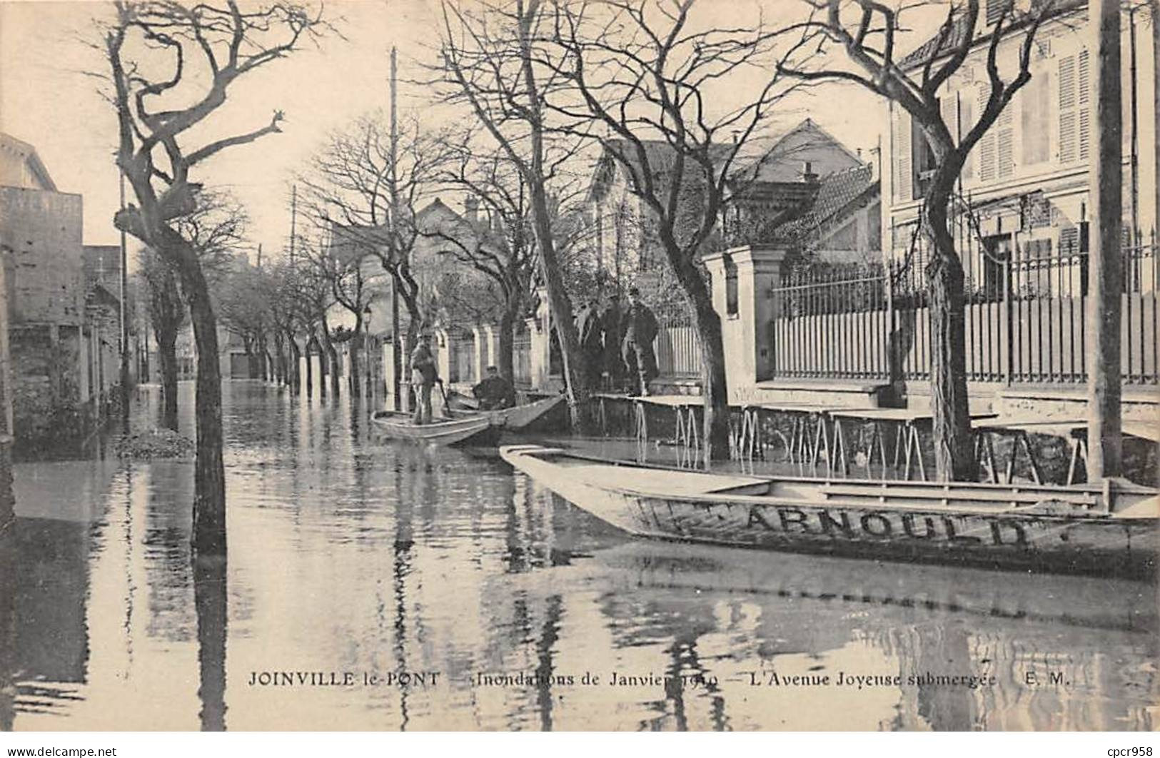 94 - JOINVILLE LE PONT - SAN52218 - Inondations De Janvier 1910 - L'Avenue Joyeuse Submergée - Joinville Le Pont