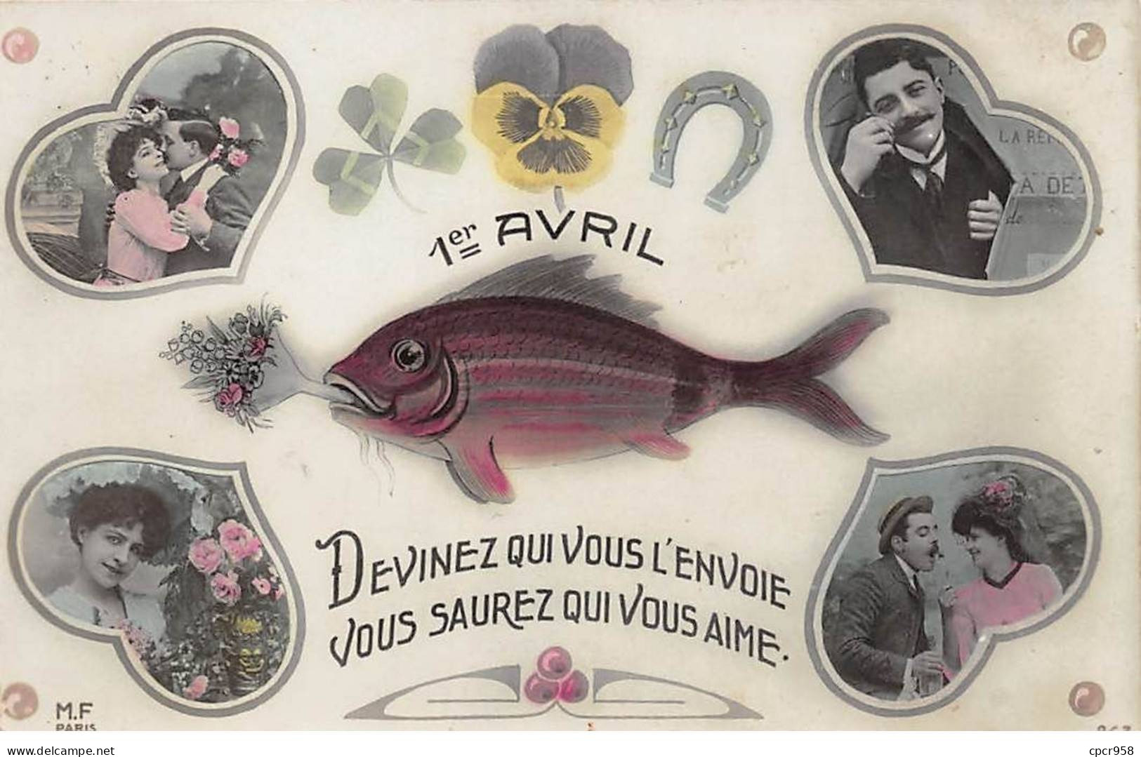 1erv Avril - N°84050 - Devinez Qui Vous L'envoie Vous Saurez Qui Vous Aime - Couple Dans Des Coeurs - April Fool's Day