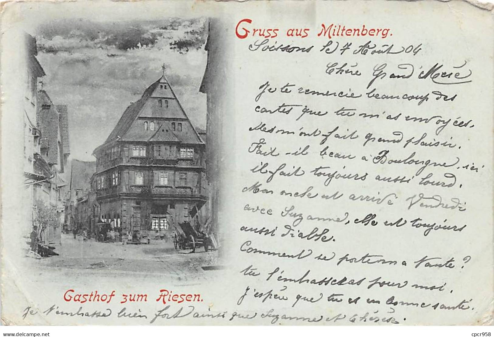 HONGRIE - SAN48562 - Gruss Aus Miltenberg - Gasthof Zum Riesen - En L'état - Pli - Hongrie