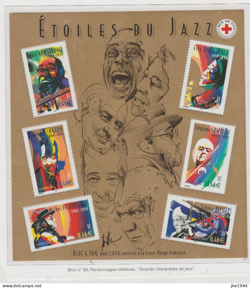 France Bloc N° 50 Grands Interprétes De Jazz - Neufs