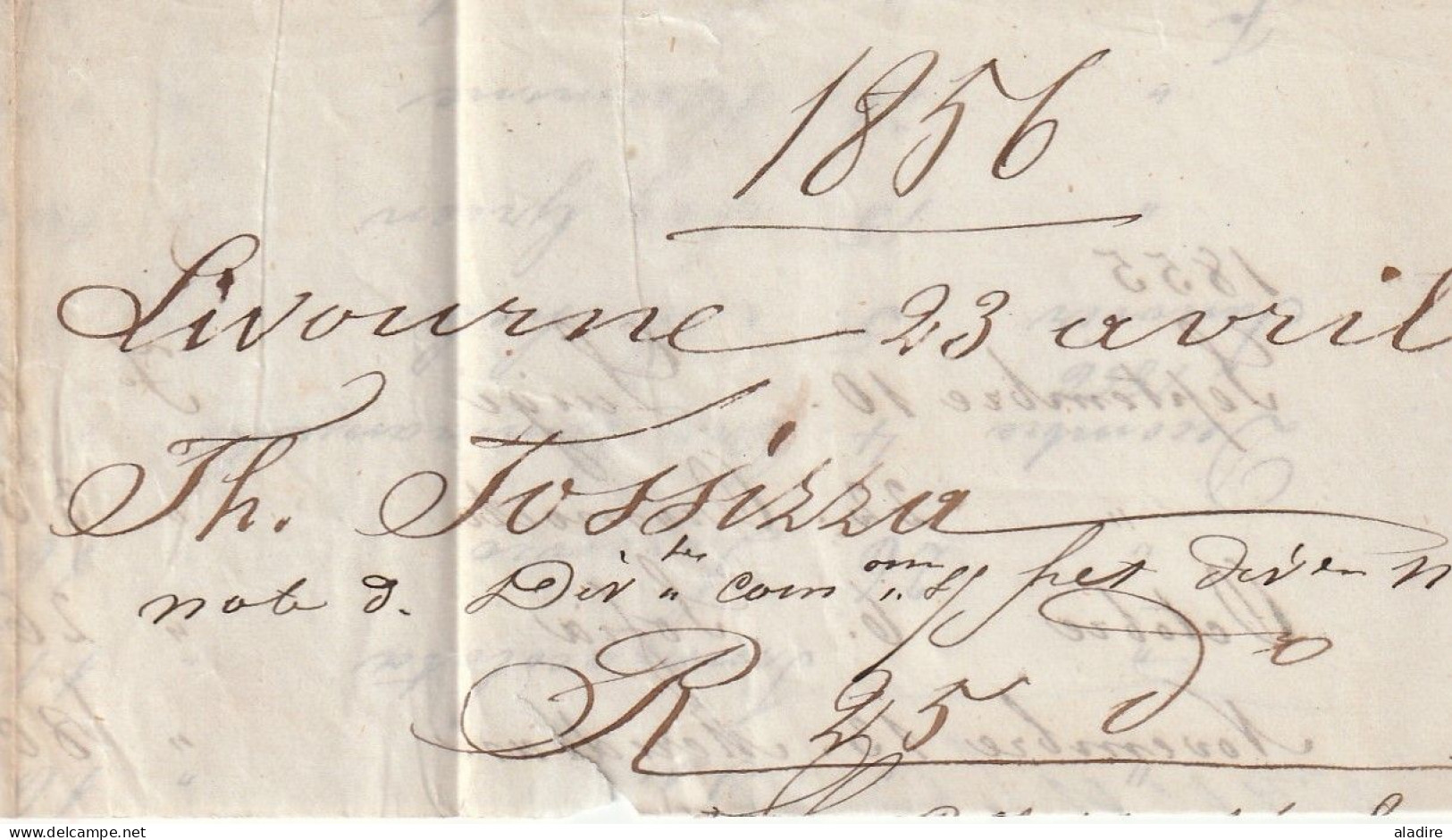 1856 - PAR PAQUEBOT CORSE - Lettera Da Livorno A Marsiglia, Francia - Lettre Maritime De Livourne à Marseille - Toskana