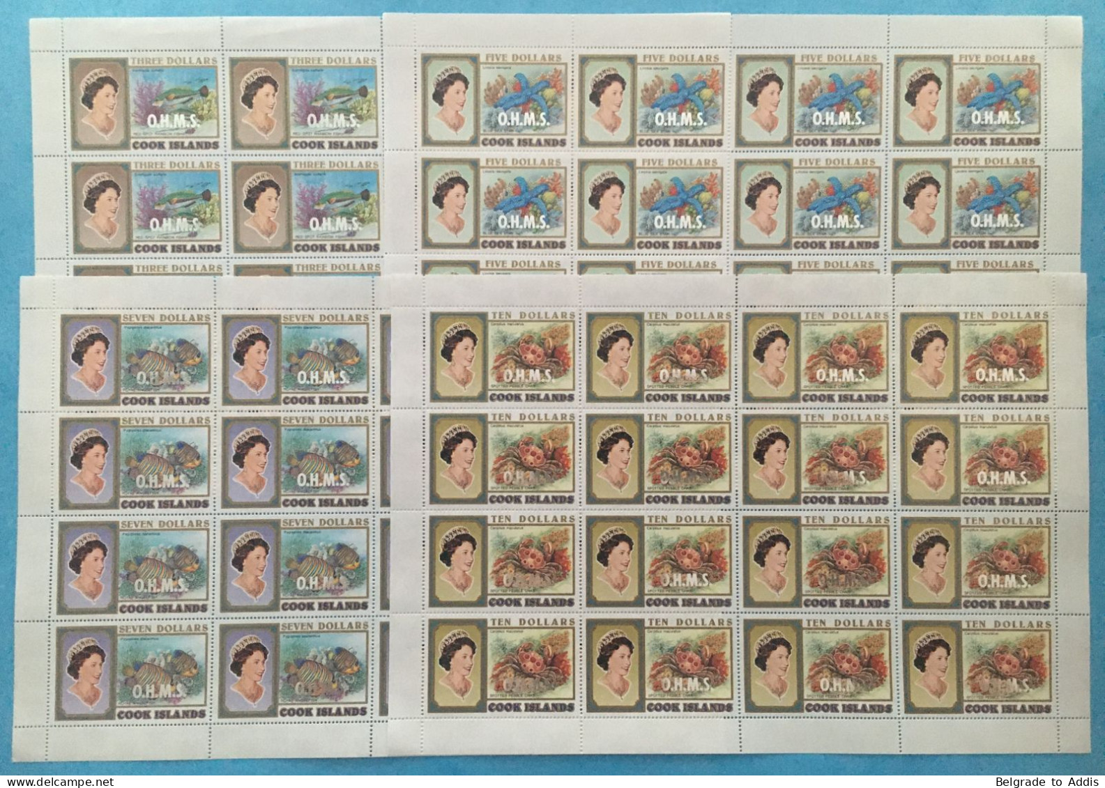 Cook Islands Official Stamps Scott #O66-O69 Overprinted OHMS In Full Sheets Of 16 MNH / ** 1995/98 CV 380.00$ - Cookinseln