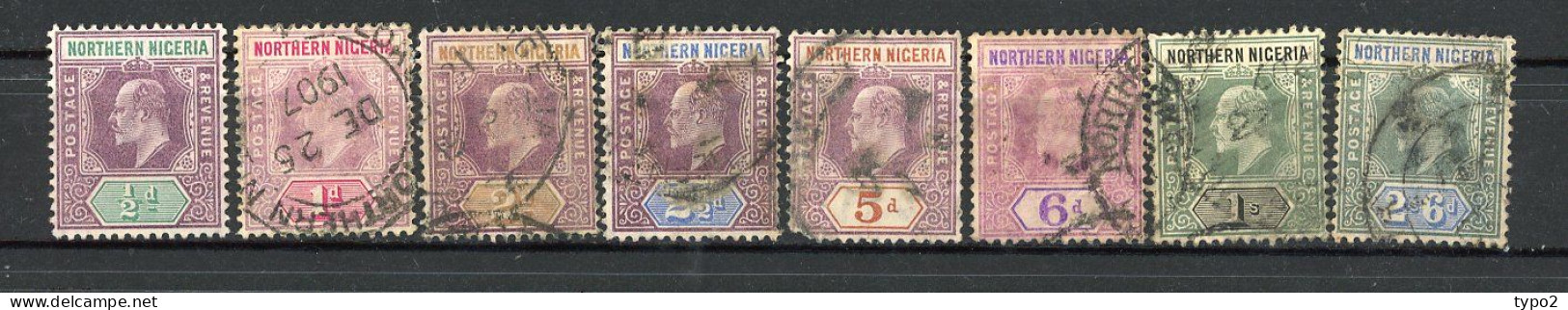 NIGERIA DE NORD : Yv. N° 19 à 26 Fil CA Multiple *, (o) 1/2p à 2s6p  Edouard VII Cote  Environ 165 Euro BE R 2 Scans - Nigeria (...-1960)