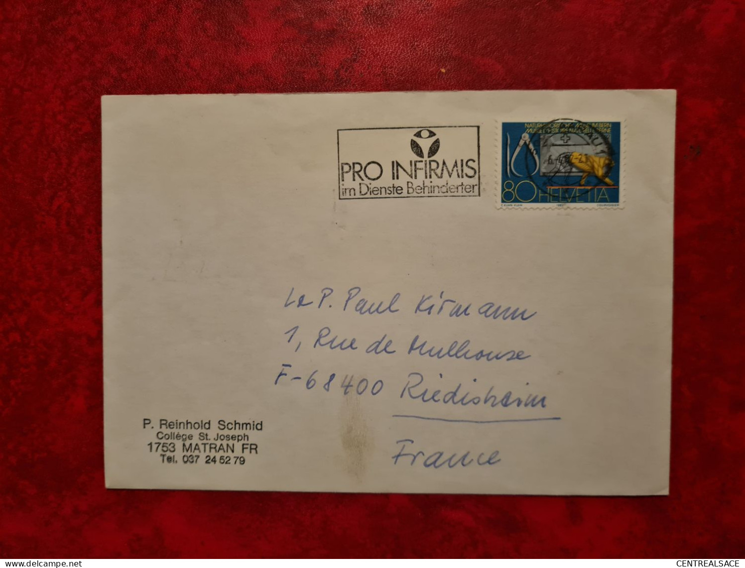 SUISSE LETTRE 1982 FLAMME AARAU PRO INFIRMIS IM DIENSTE BEHINDERTER LETTRE DE COLLEGE MATRAN VIGNETTE REDEMPTORISTEN - Other & Unclassified