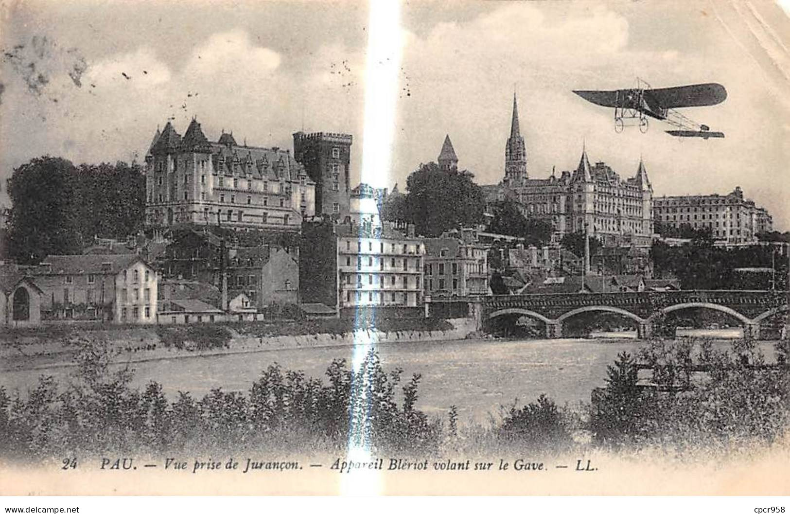 64 - PAU - SAN45050 - Vue Prise De Jurançon - Appareil Blériot Volant Sur La Gave - En L'état - Pau