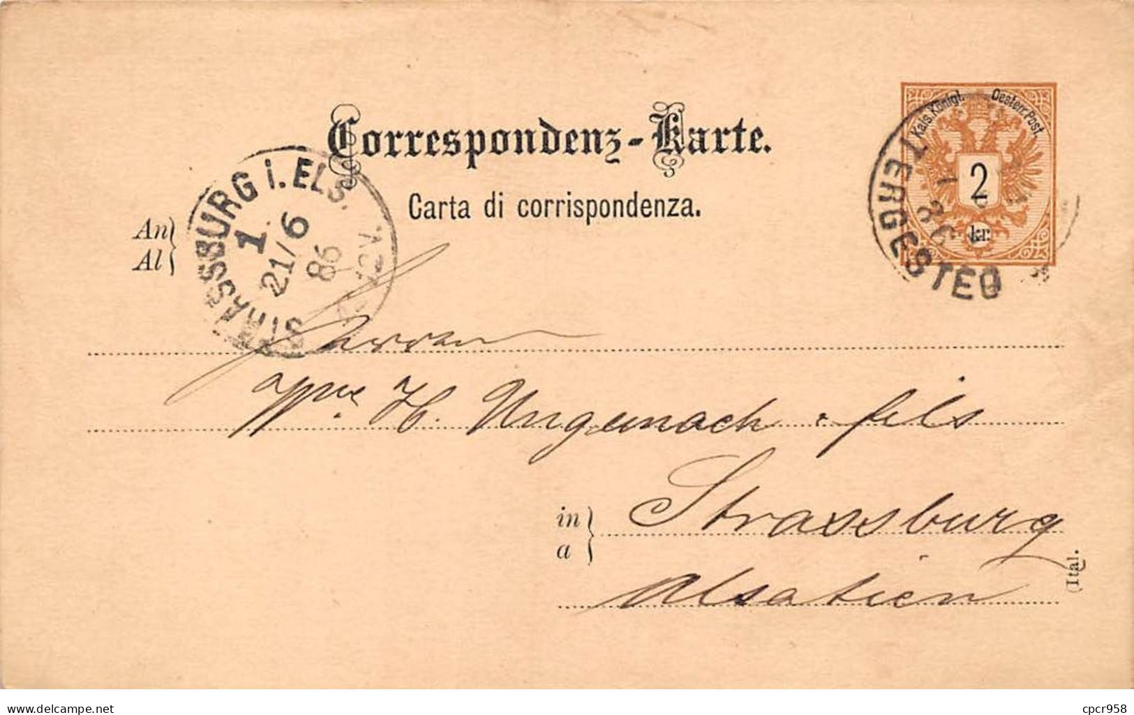 67 - STRASBOURG - SAN45101 - 1886 - Précurseur - Strasbourg