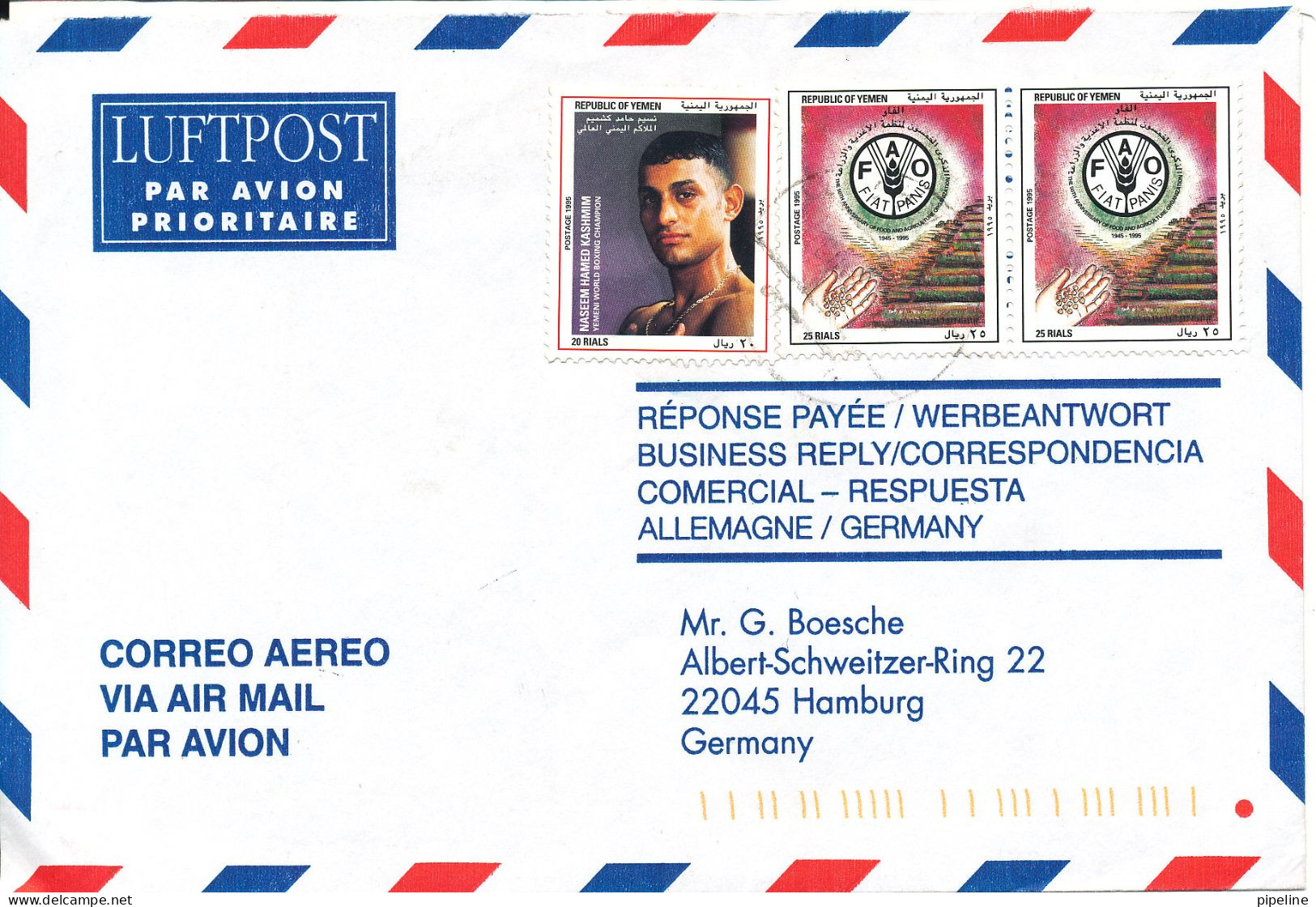 Yemen Air Mail Cover Sent To Germany - Yémen