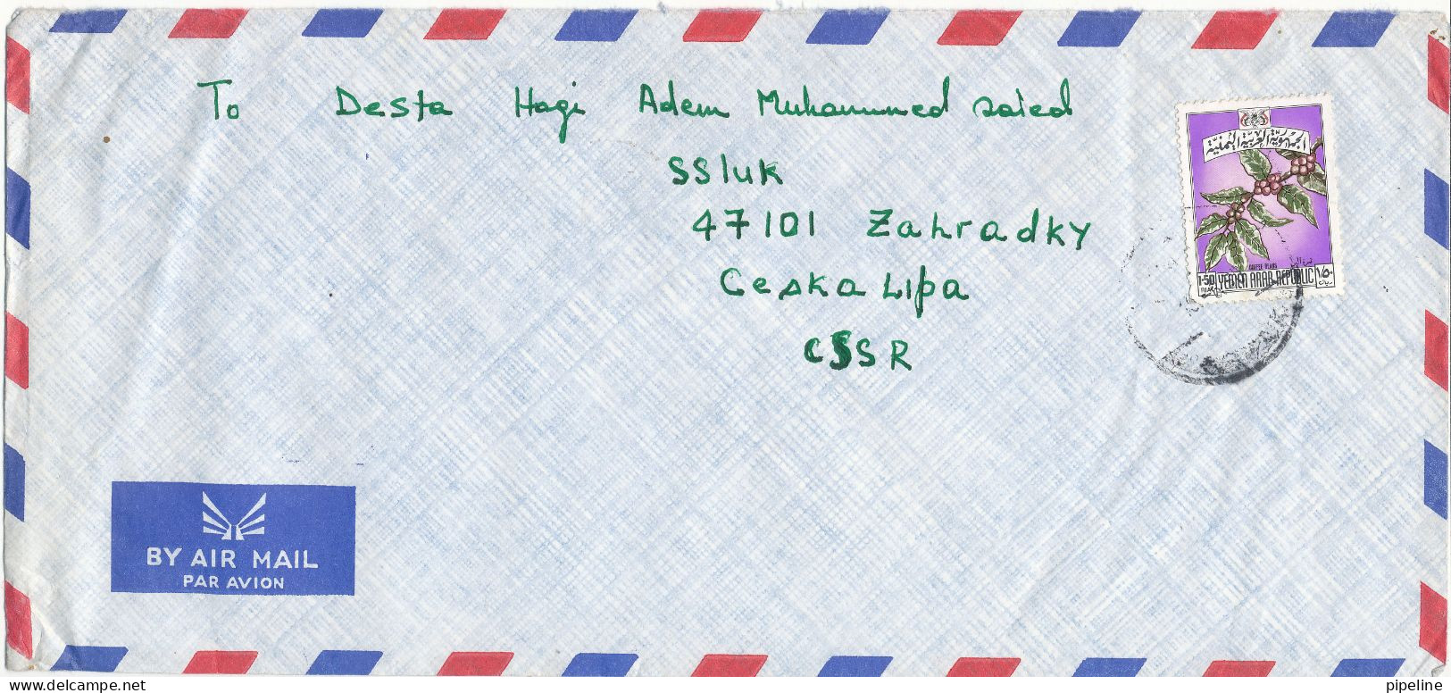 Yemen Air Mail Cover Sent To Czechoslovakia Single Stamped - Yemen