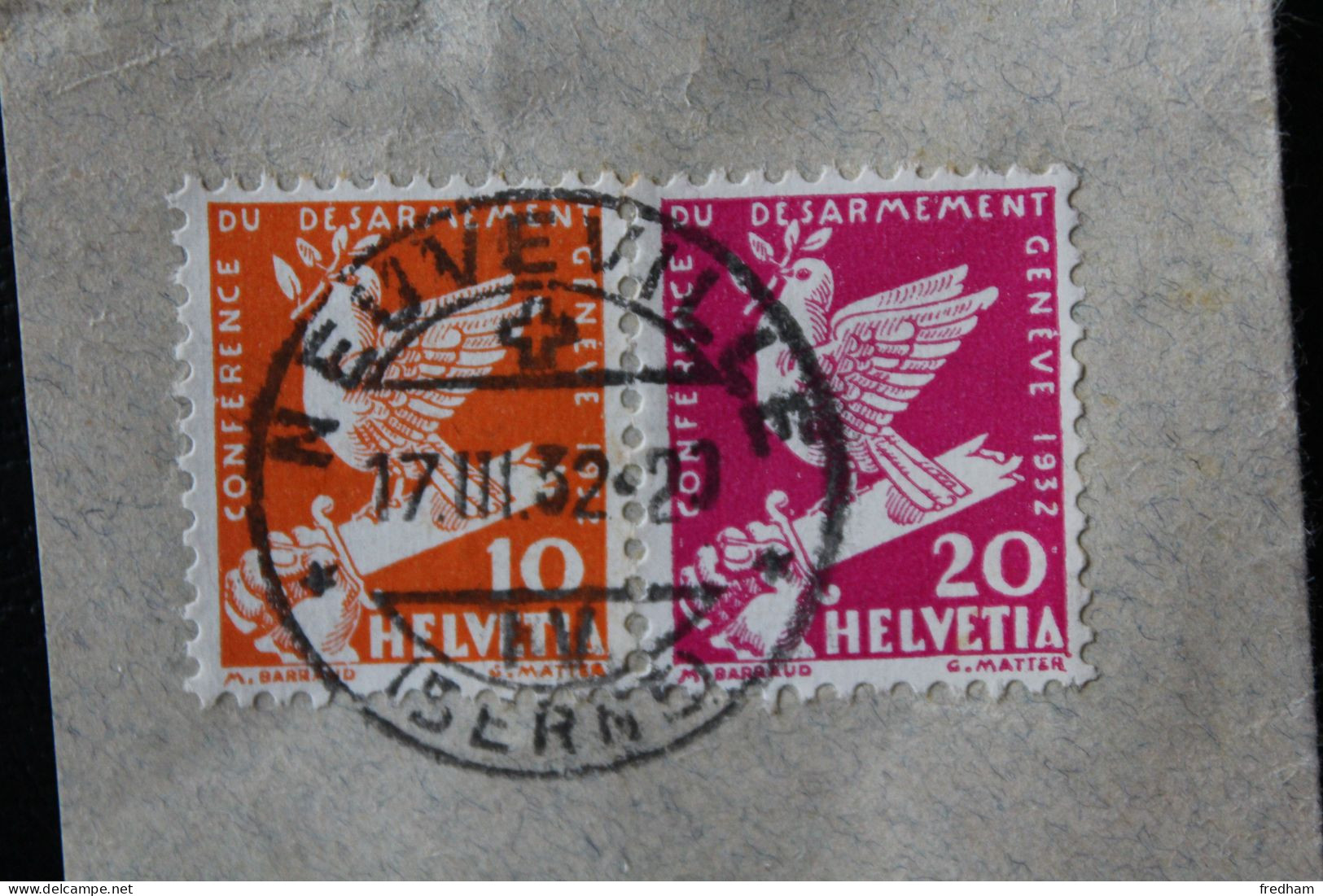 1932 SUISSE TP Y&T NO CH 255 ET 256 BELLE OBLITERATION NEUVEVILLE DU 17 III 32 SUR FRAGMENT.. - Used Stamps