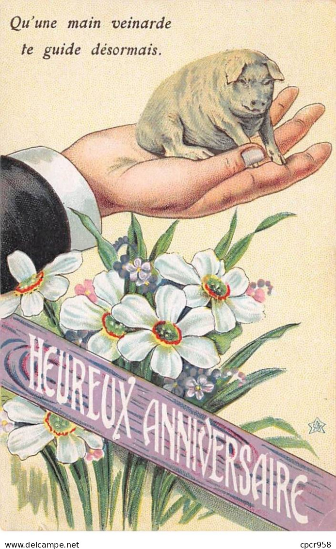 Animaux - N°83987 - Cochons - Heureux Anniversaire - Qu'une Main Veinarde Te Guide Désormais - Cerdos