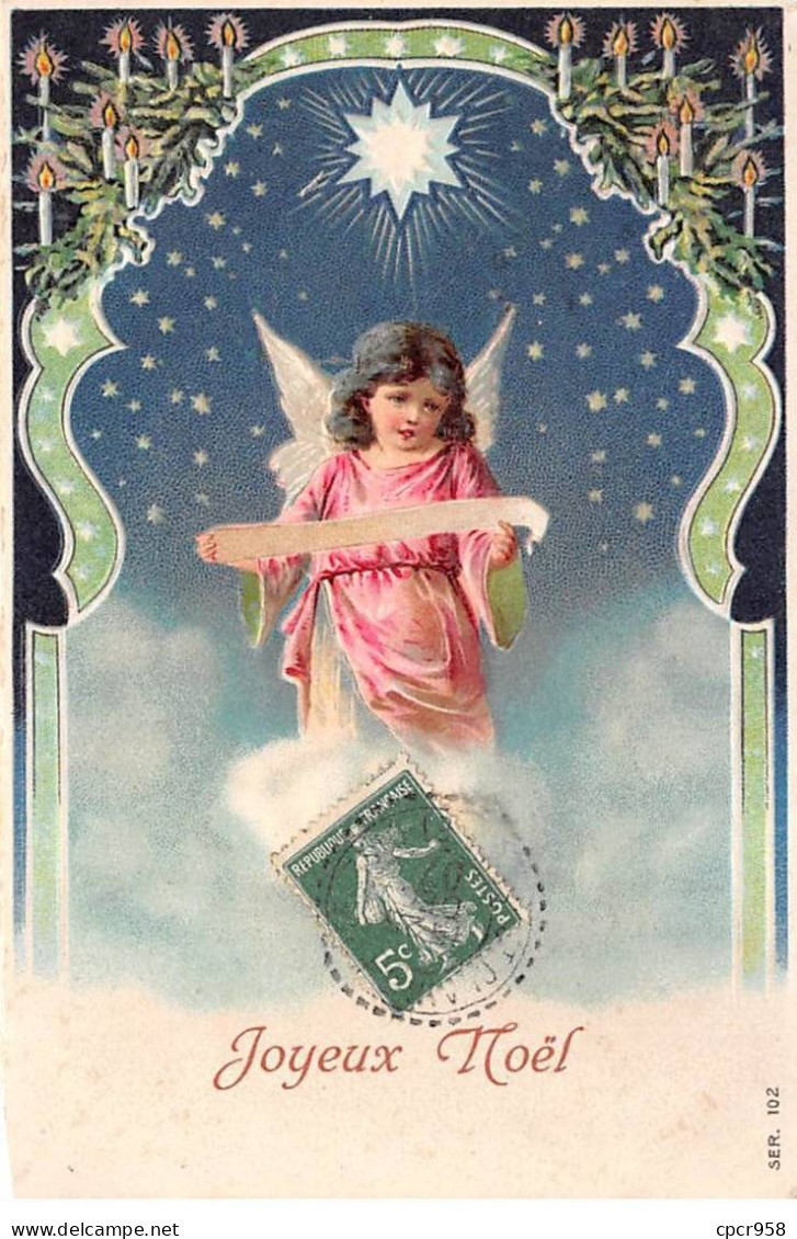 Anges - N°84032 - Joyeux Noël - Ange Lisant - Carte Gaufrée - Angels