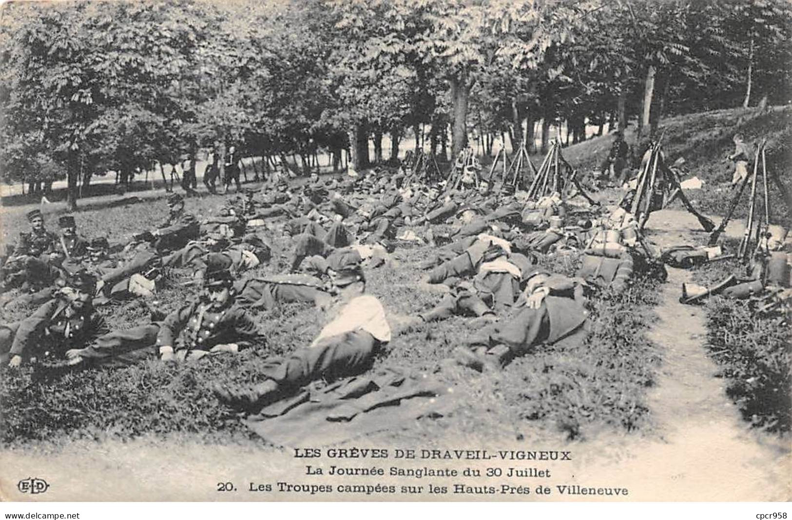 91 - DRAVEIL - SAN53509 - La Journée Sanglante Du 30 Juillet - Les Troupes Campées Sur Les Hauts Prés De Villeneuve - Draveil