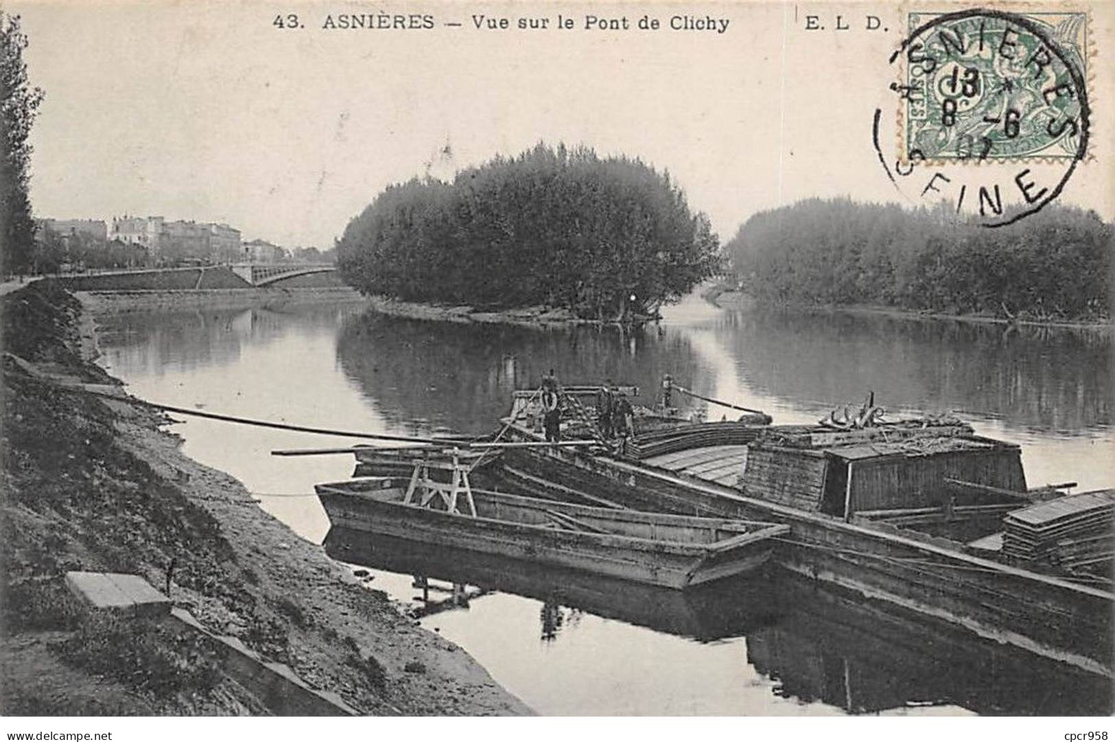 92 - ASNIERES - SAN53524 - Vue Sur Le Pont De Clichy - Péniche - Asnieres Sur Seine