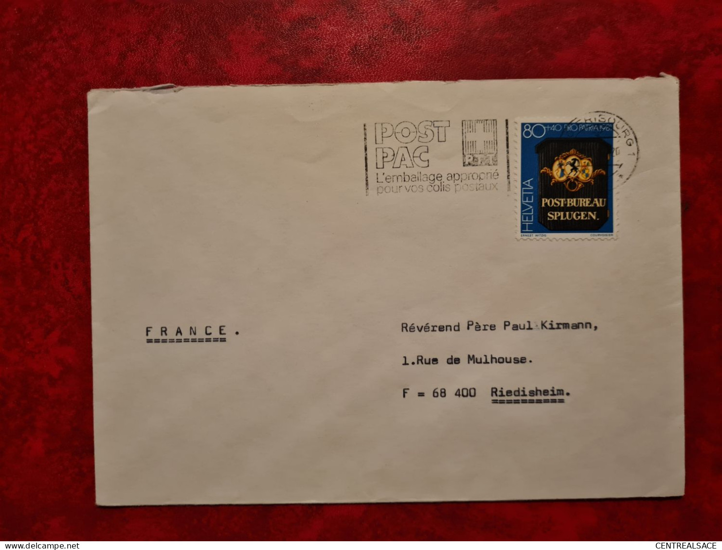 SUISSE LETTRE 1982 FLAMME FRIBOURG POST PAC EMBALLAGE APPROPRIE POUR VOS COLIS  PRO PATRIA - Other & Unclassified