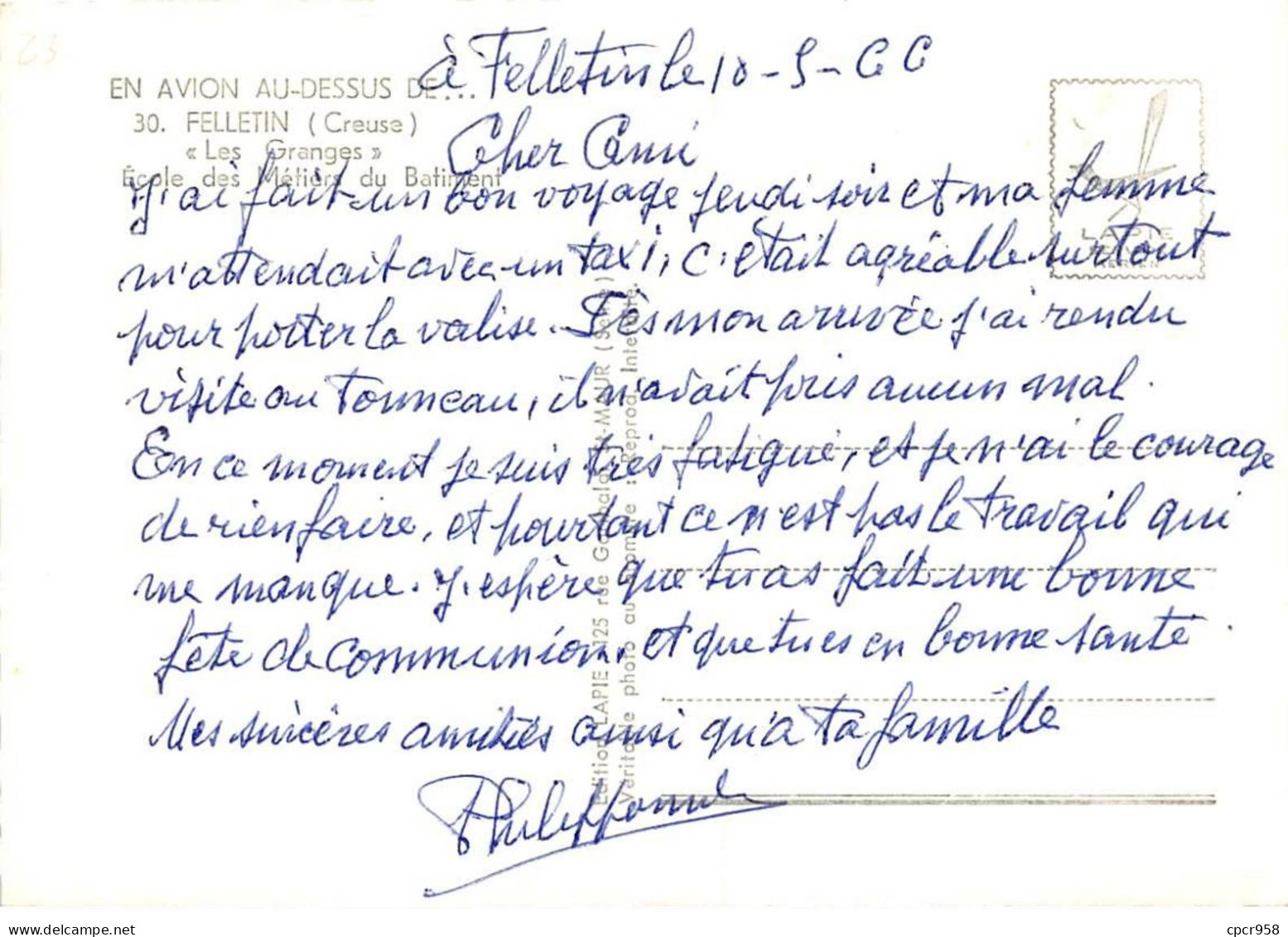 23 . N° Kri10427 . Felletin .les Granges Ecoles Des Metiers Du Batiment .n° 30 .  Edition Lapie  . Cpsm 10X15 Cm . - Felletin