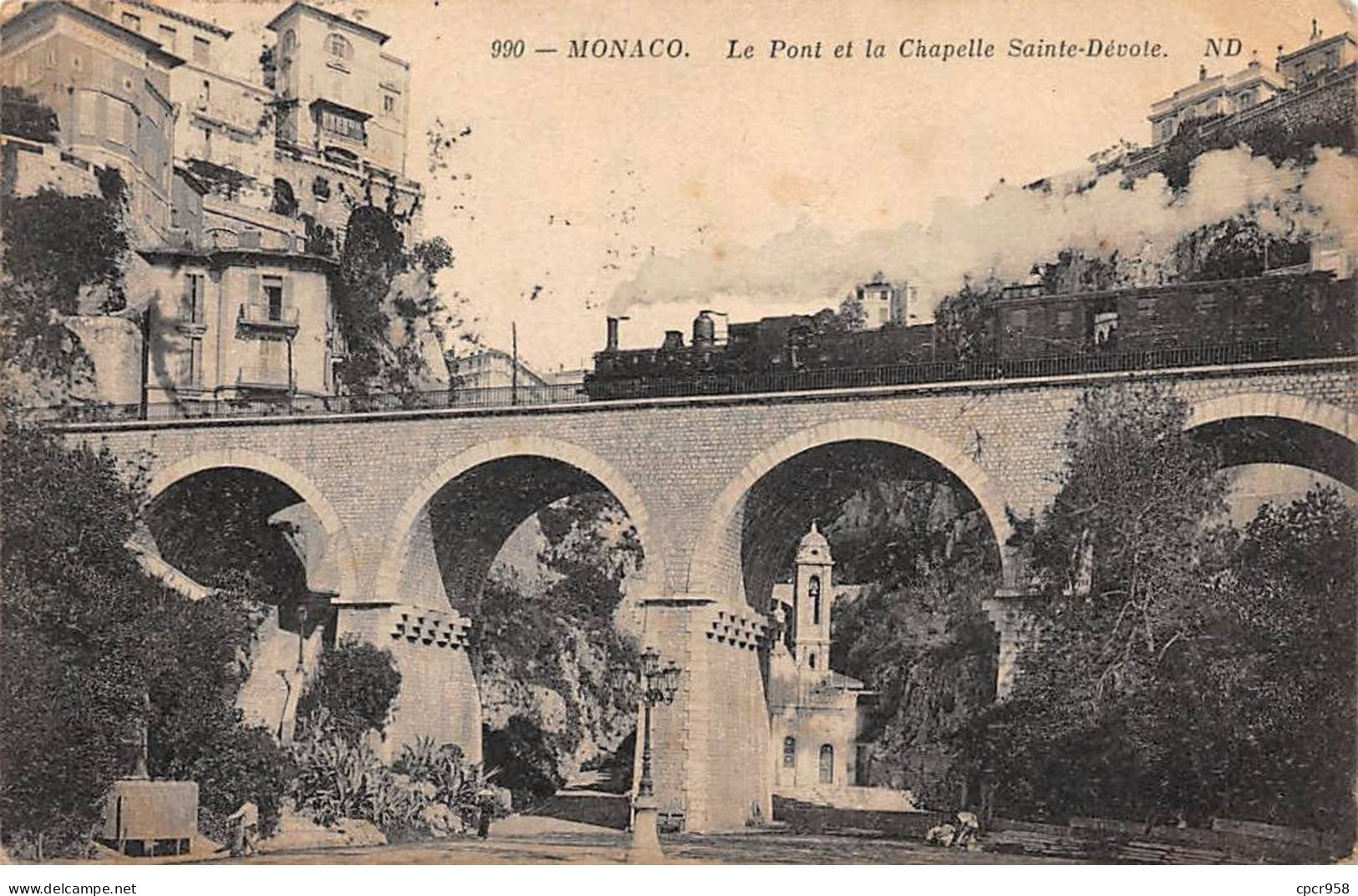 MONACO - SAN51090 - Le Pont Et Le Chapelle Sainte Dévote - Train - Monte-Carlo