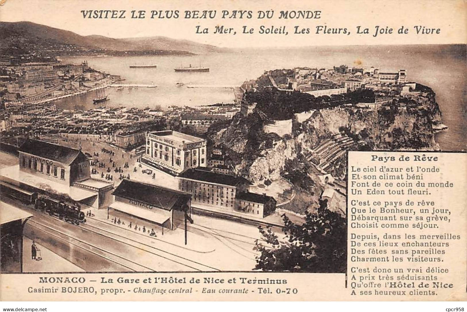 MONACO - SAN51091 - La Gare Et L'Hôtel De Nice Et Terminus - Casimir Bojero, Propr. - Monte-Carlo