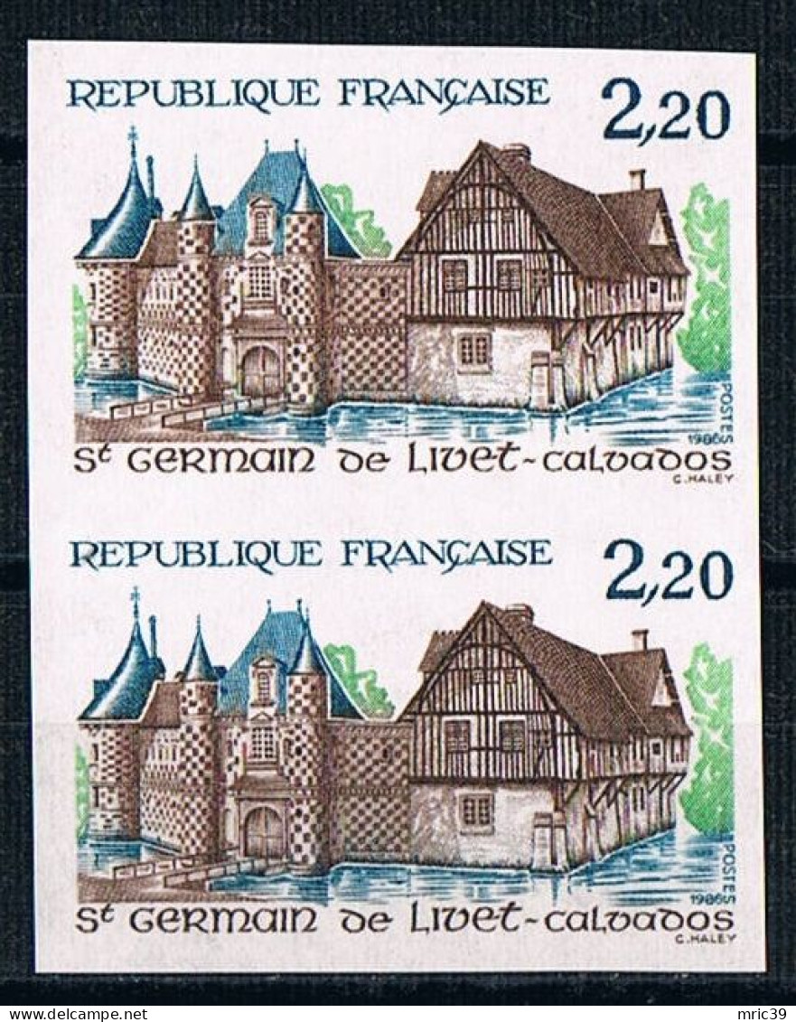 France 1986 N° 2403 Paire  Non Dentelé  IMP Neuf MNH **  St Germain De Livec Calvados - 1981-1990