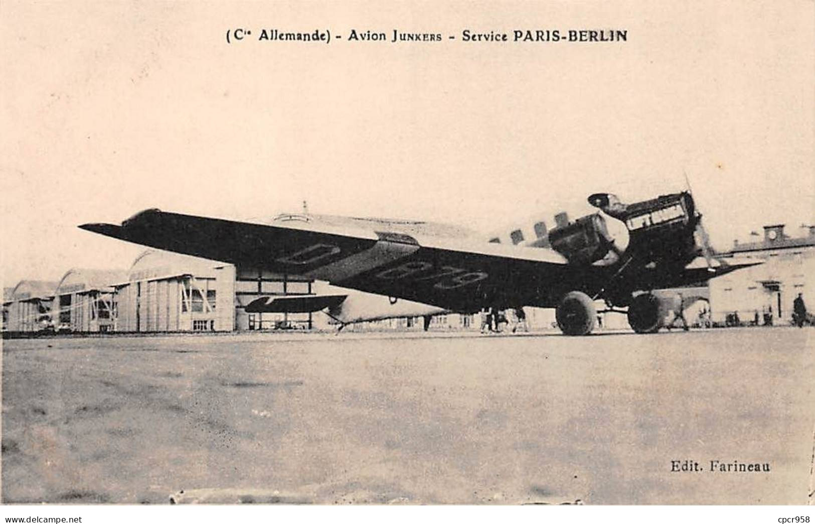 AVIATION - SAN48220 - Avion Junkers - Service Paris Berlin - (Cie Allemande) - Autres & Non Classés