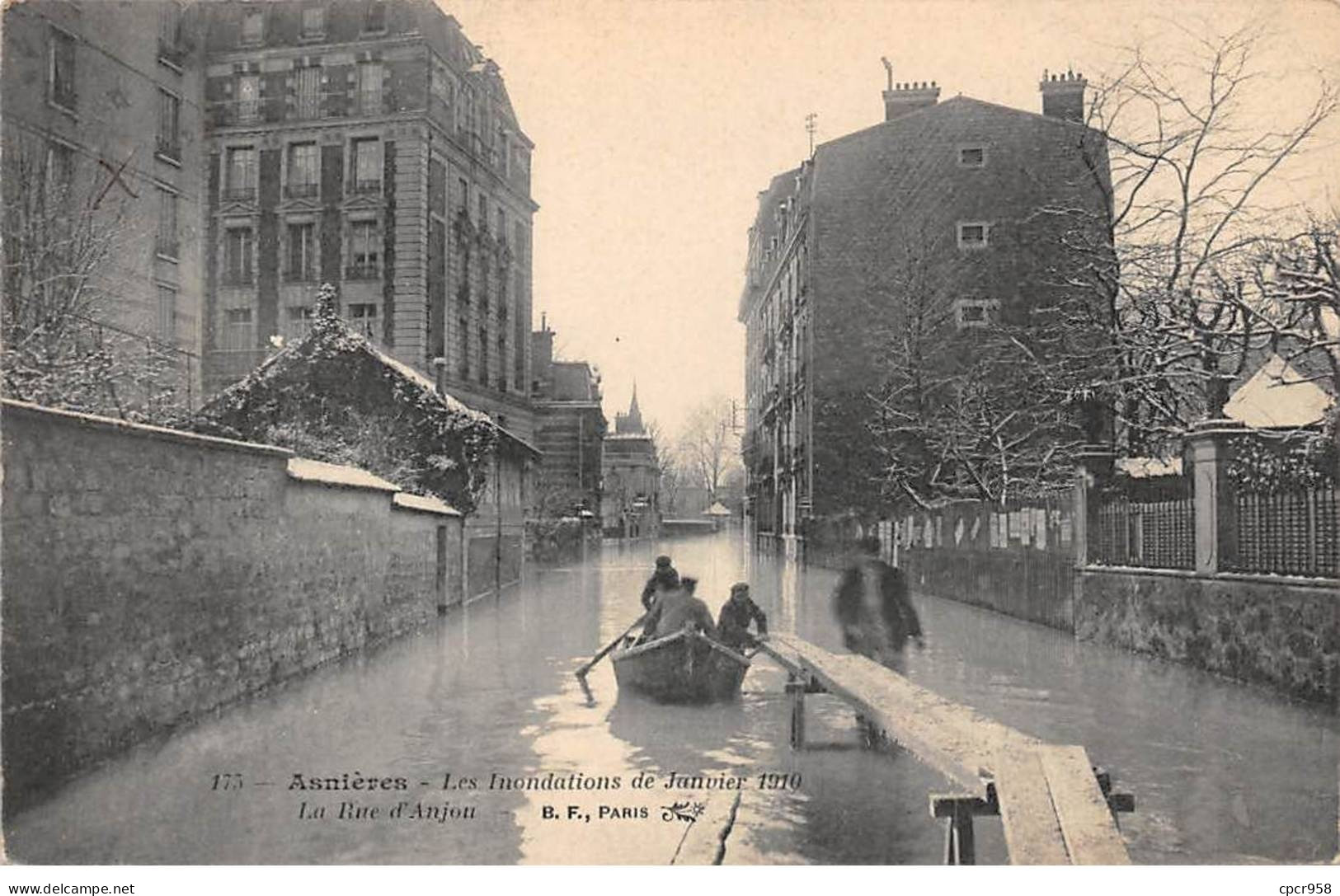 92 - ASNIERES - SAN49542 - Les Inondations De Janvier 1910 - La Rue D'Anjou - Asnieres Sur Seine