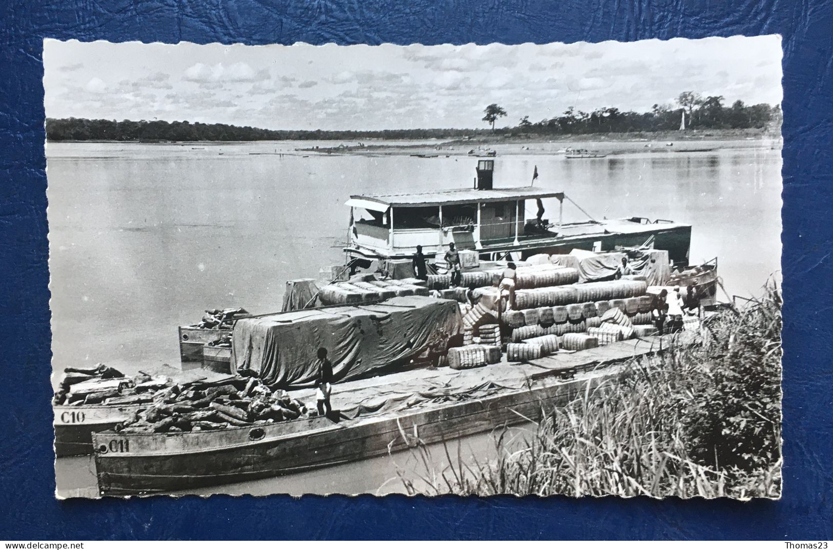 Bangui, Bateau Chargé De Balles De Coton, Lib "Au Messager", N° 1418 - Centrafricaine (République)