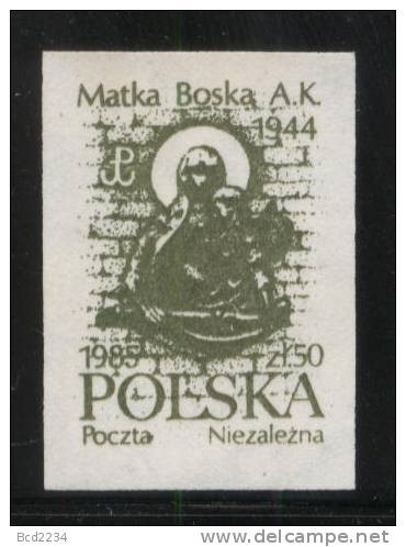 POLAND SOLIDARNOSC SOLIDARITY (POCZTA NIEZALEZNA) 1985 MADONNA POLISH UNDERGROUND AK HOME ARMY WW2 GREEN (SOLID199/0554) - Solidarnosc Labels