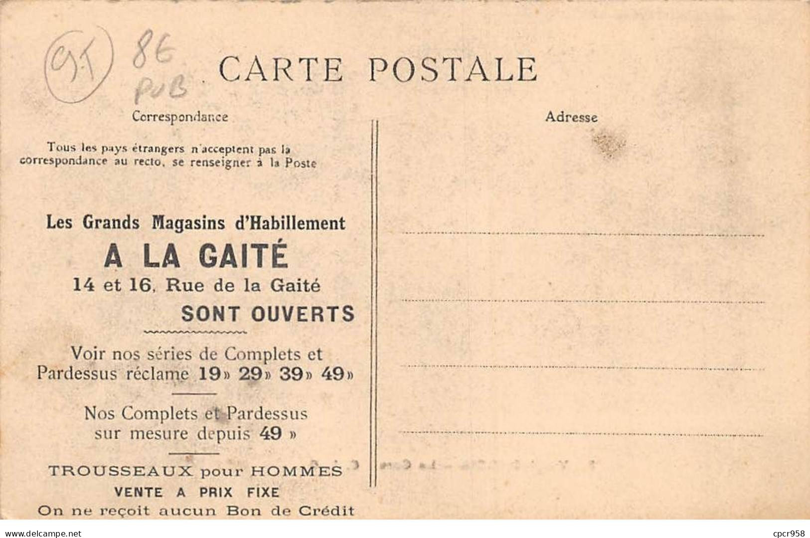 95 - VALMONDOIS - SAN50942 - La Gare - Carte Pub - Les Grands Magasins D'Habillement A La Gaité - Valmondois