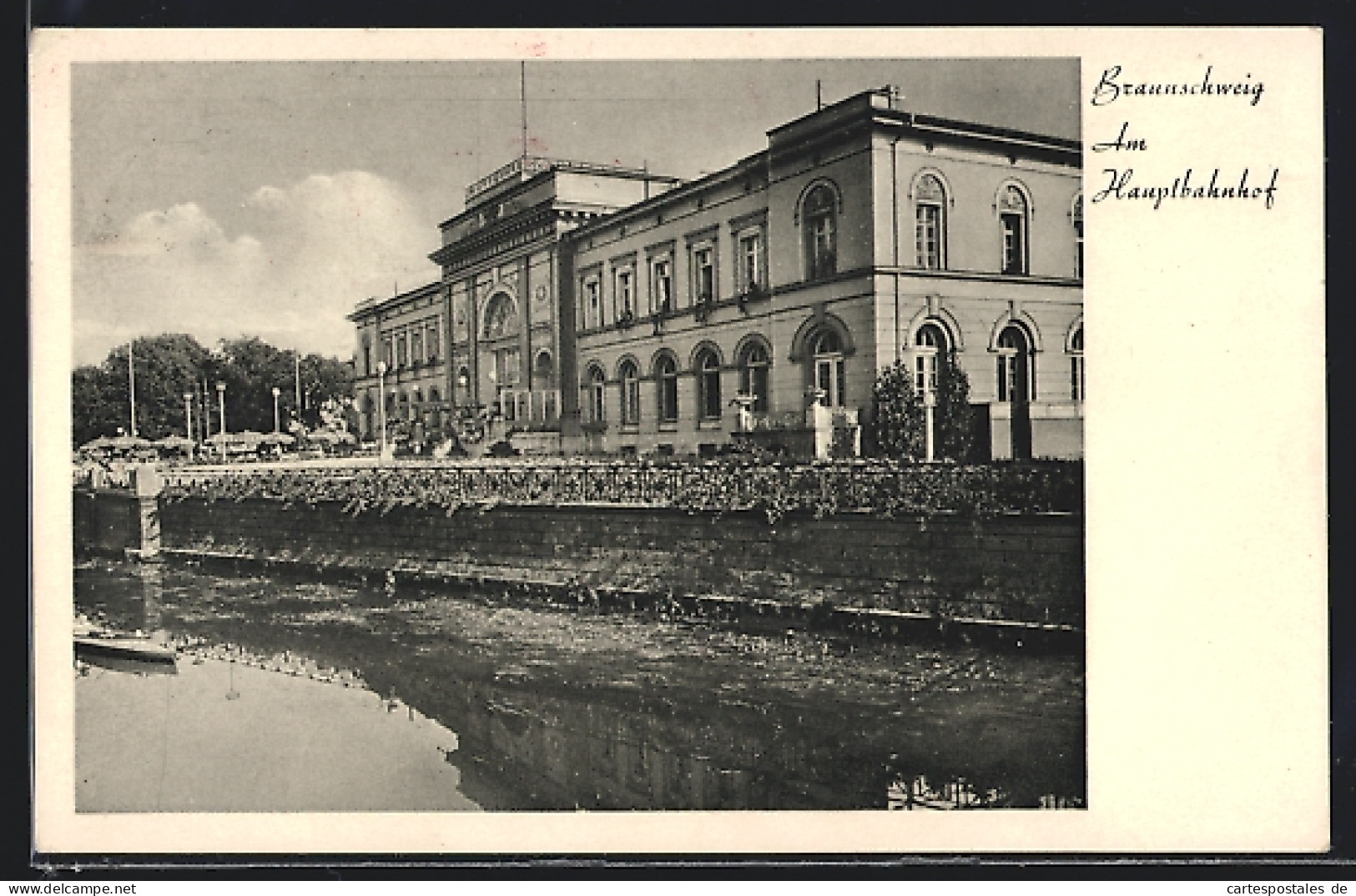 AK Braunschweig, Hauptbahnhof, Vom Wasser Gesehen  - Braunschweig