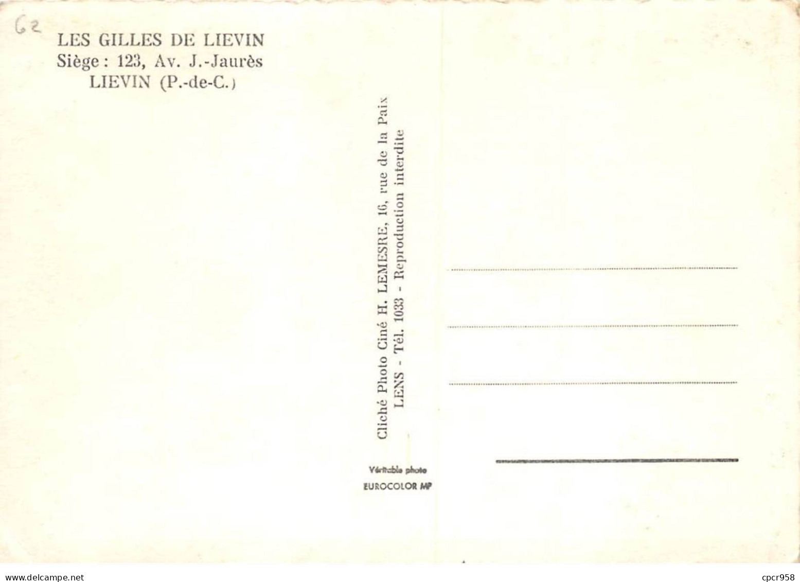 62 .n° Kri11028..lievin .  Les Gilles De Lievin    . N°123  . Edition H Lemesre .   Sm 10X15 Cm . - Lievin