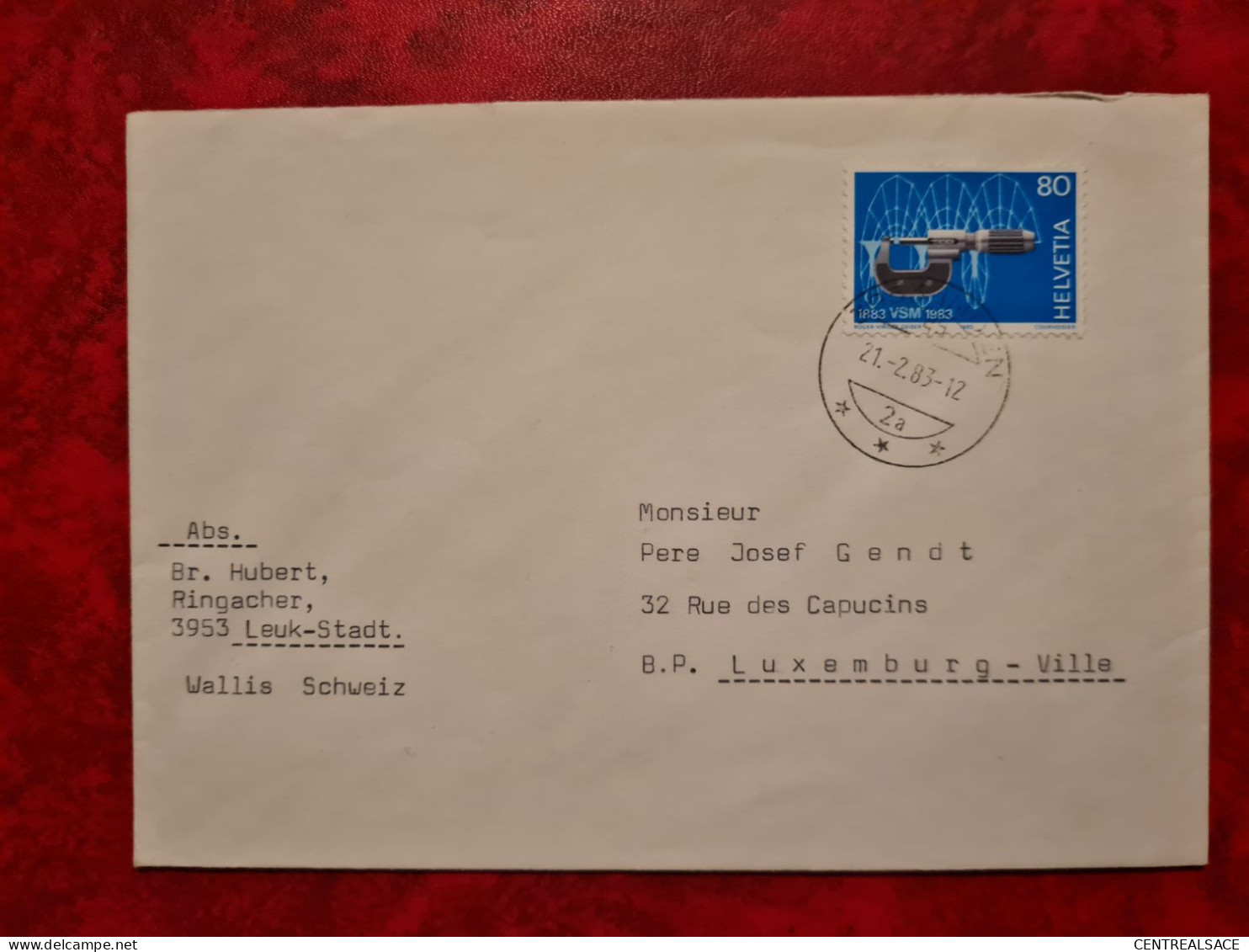 SUISSE LETTRE 1983 LEUK STADT WALLIS POUR LUXEMBOURG ET VIGNETTE - Other & Unclassified