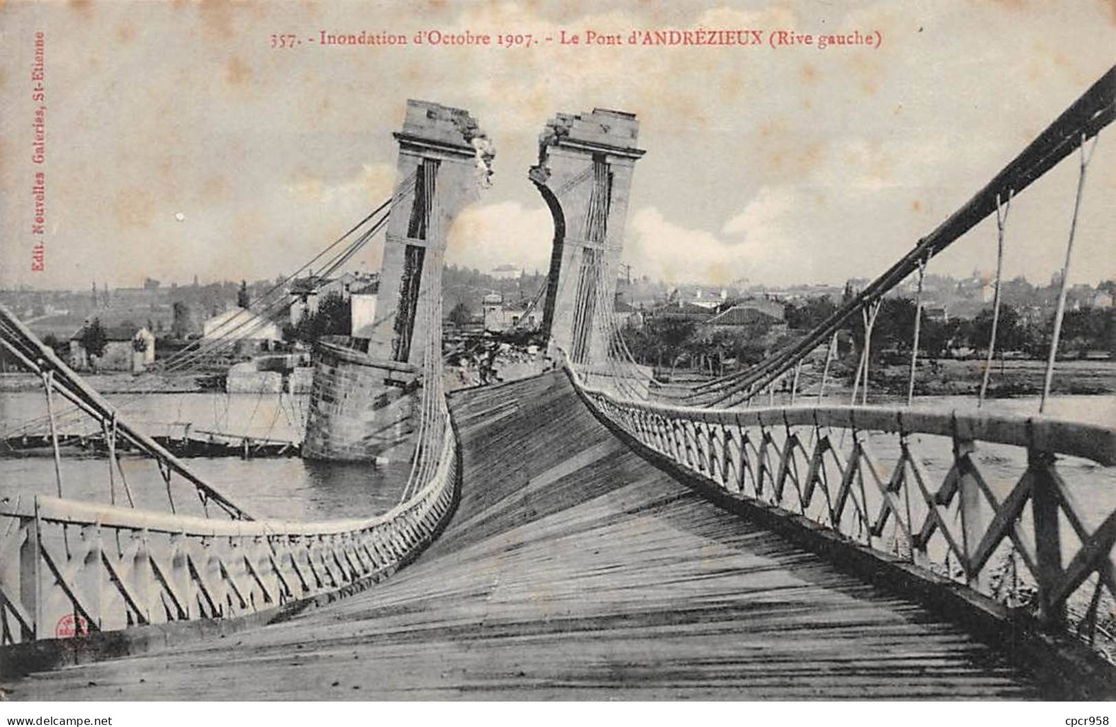 42 - ANDREZIEUX - SAN52764 - Inondation D'Ocobre 1907 - Le Pont Rive Gauche - Andrézieux-Bouthéon