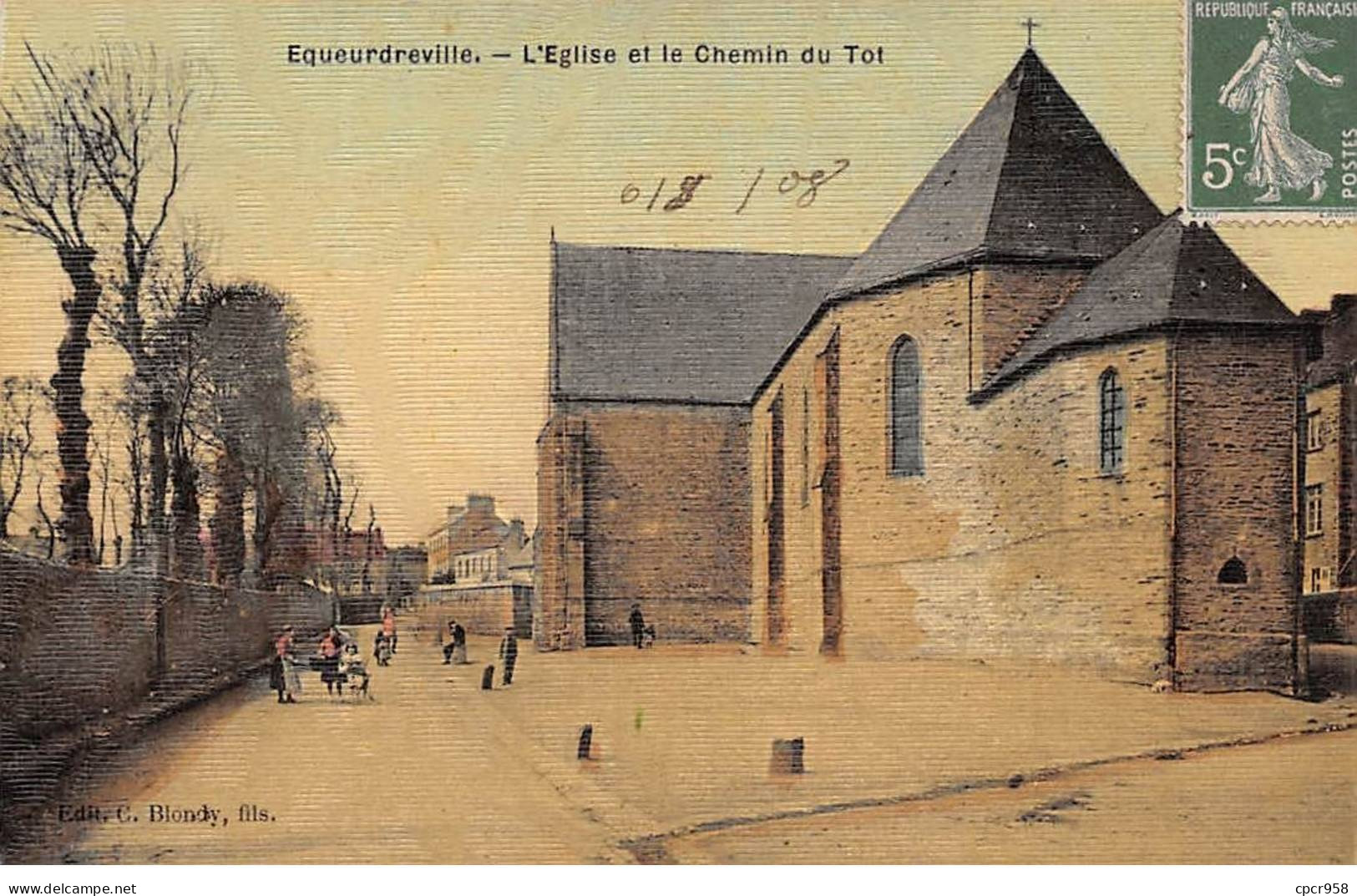 50 - EQUEURDREVILLE - SAN52860 - L'Eglise Et Le Chemin Du Tot - Equeurdreville