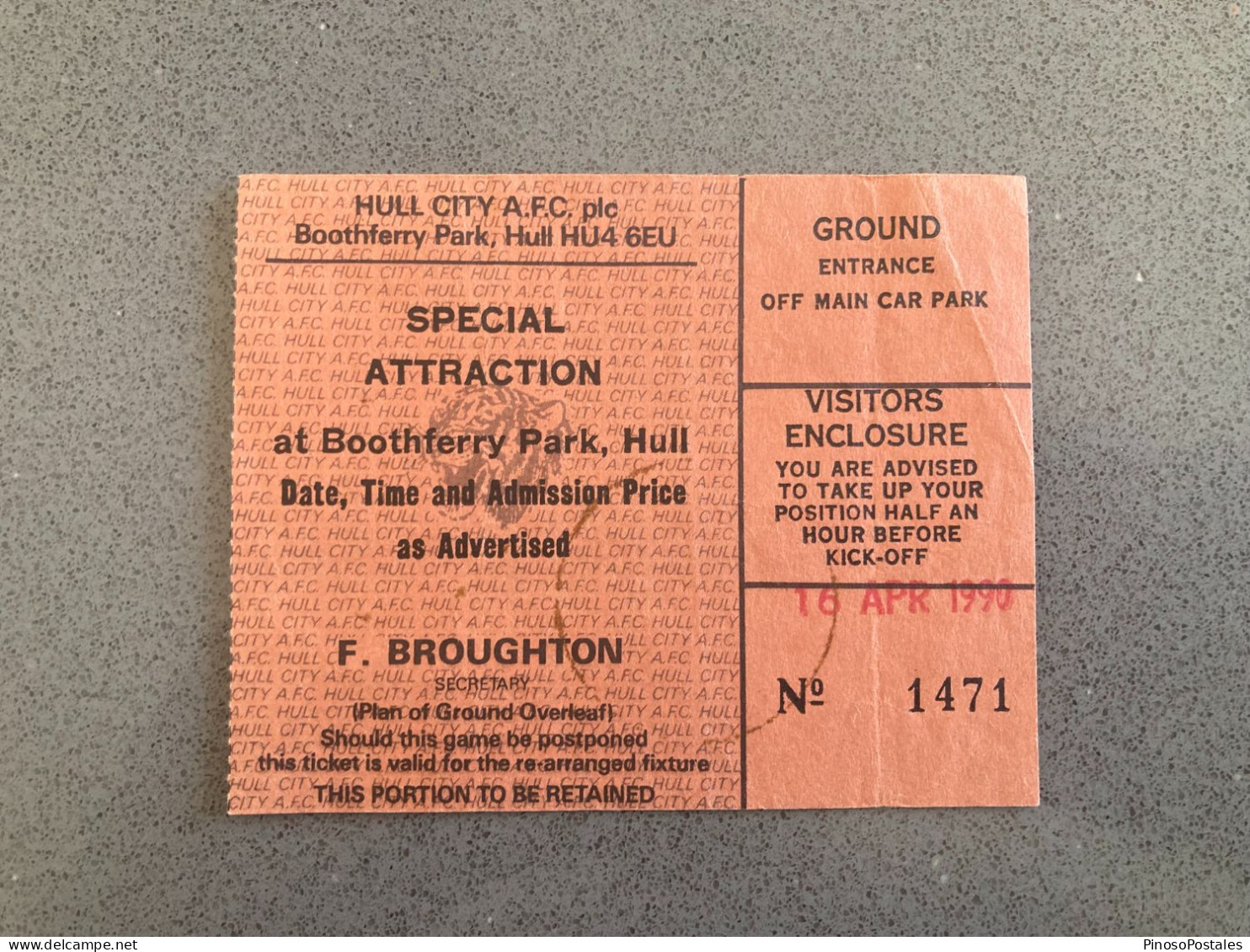 Hull City V Wolverhampton Wanderers 1989-90 Match Ticket - Match Tickets