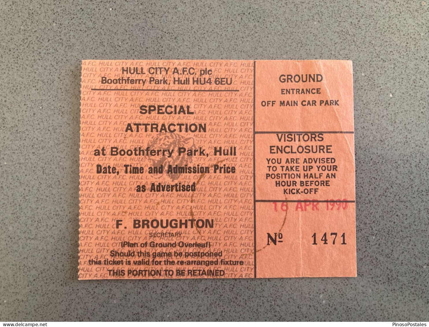 Hull City V Wolverhampton Wanderers 1989-90 Match Ticket - Tickets D'entrée