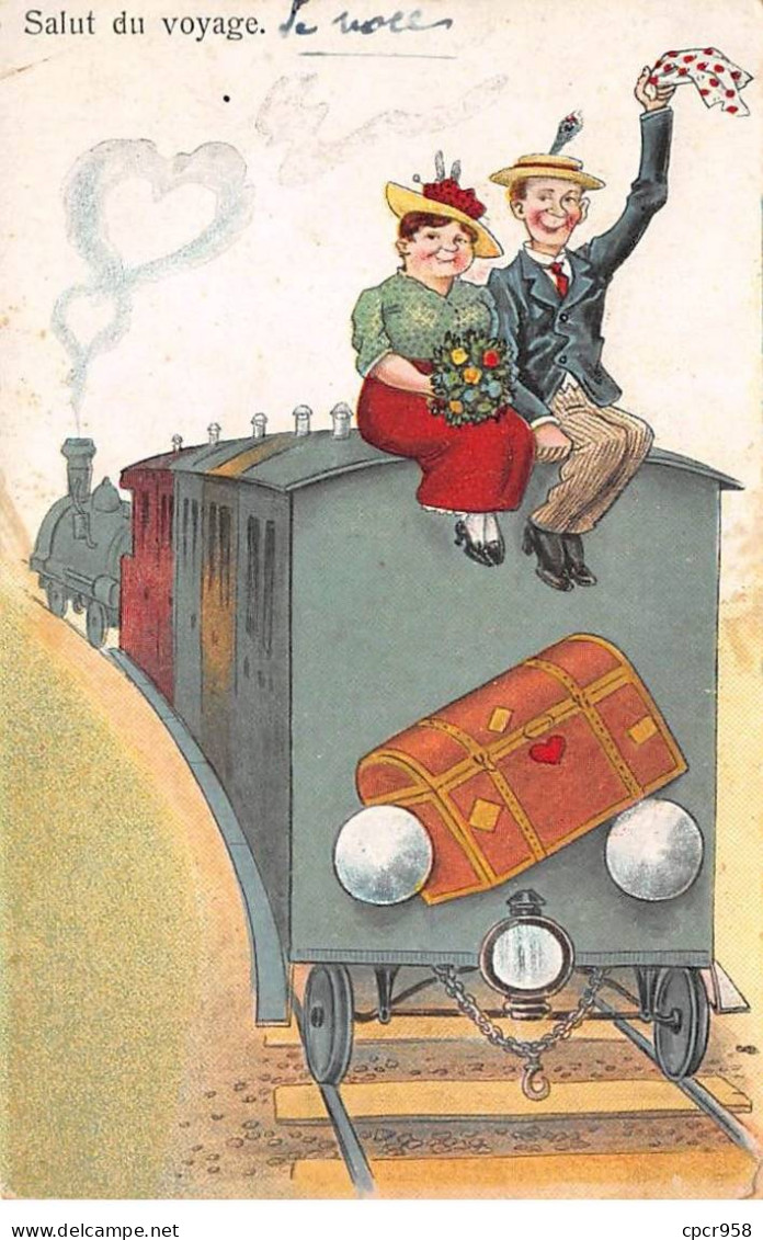 Fantaisie - N°83591 - Salut Du Voyage - Couple Sur Le Toit D'un Train - Autres & Non Classés