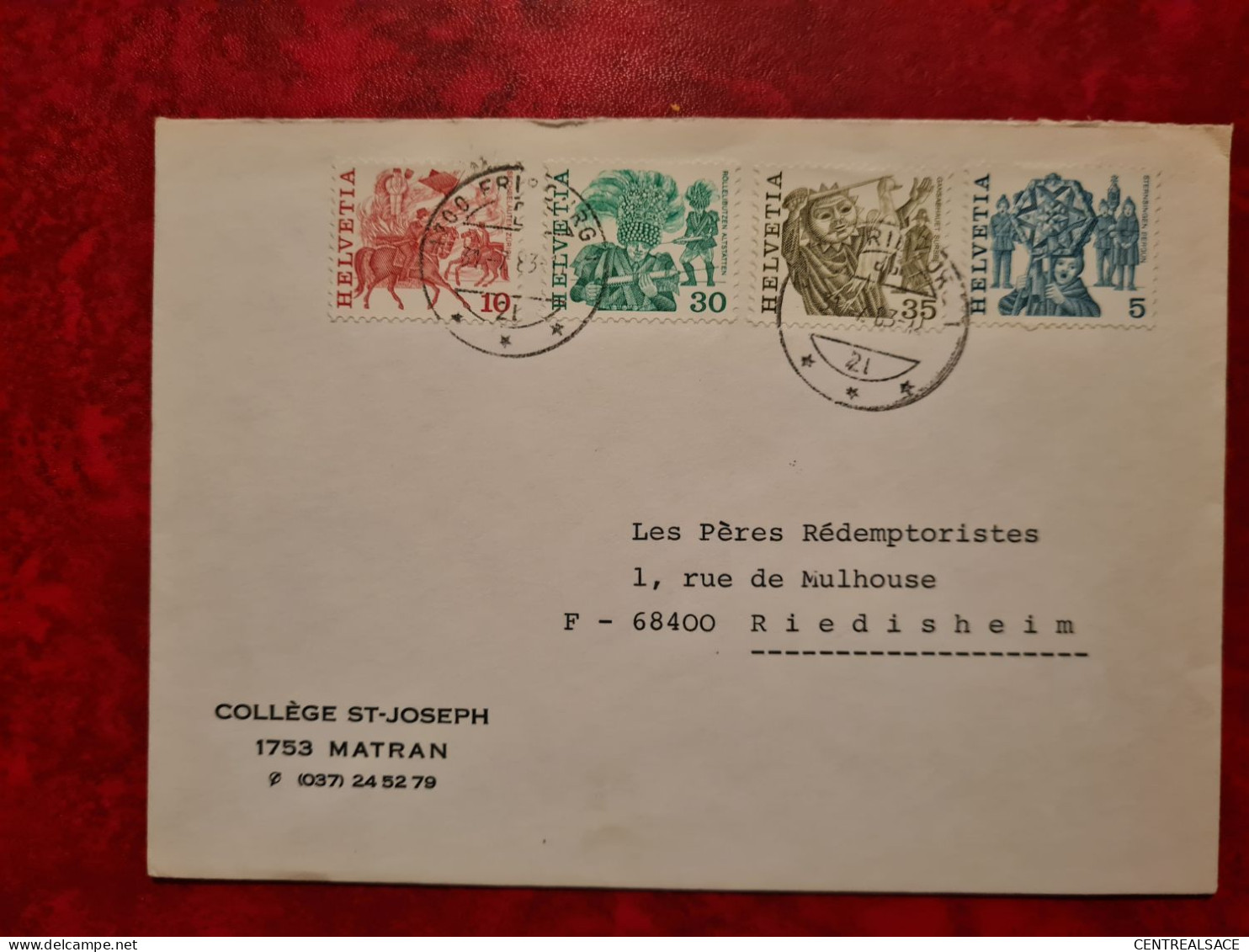 SUISSE LETTRE 1983 FRIBOURG  RIEDISHEIMCOLLEGE ST JOSEPH MATRAN - Other & Unclassified