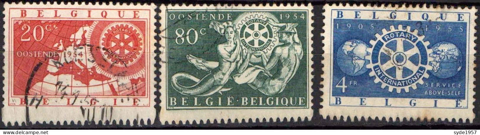 Belgique 1954 50ans Rotary International COB952 à 954 (complet)- Oblitérés - Usados