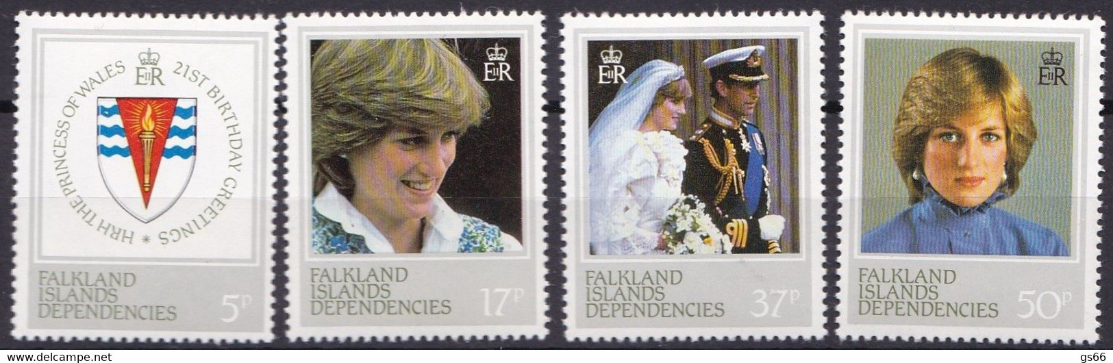 Falkland Insel, Dependencies, 1982, 112/15,  MNH **, 21. Geburtstag Von Prinzessin Diana. - Falkland