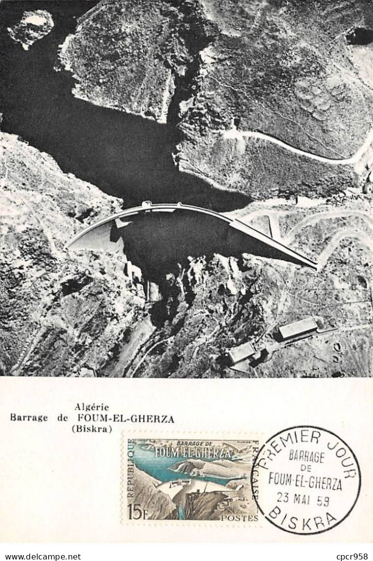 Carte Maximum - ALGERIE -  COR12732 - 23/05/1959 - Barrage De FOUM EL GHERZA -  Cachet Biskra - Autres - Afrique