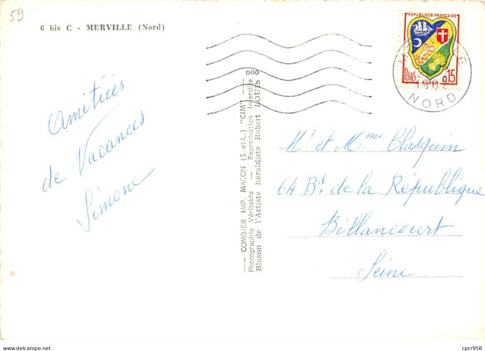 .59 .n° Kri10971 .merville . Multivue .n°6 Bis C  .  Edition Combier  . Sm 10X15 Cm . - Merville