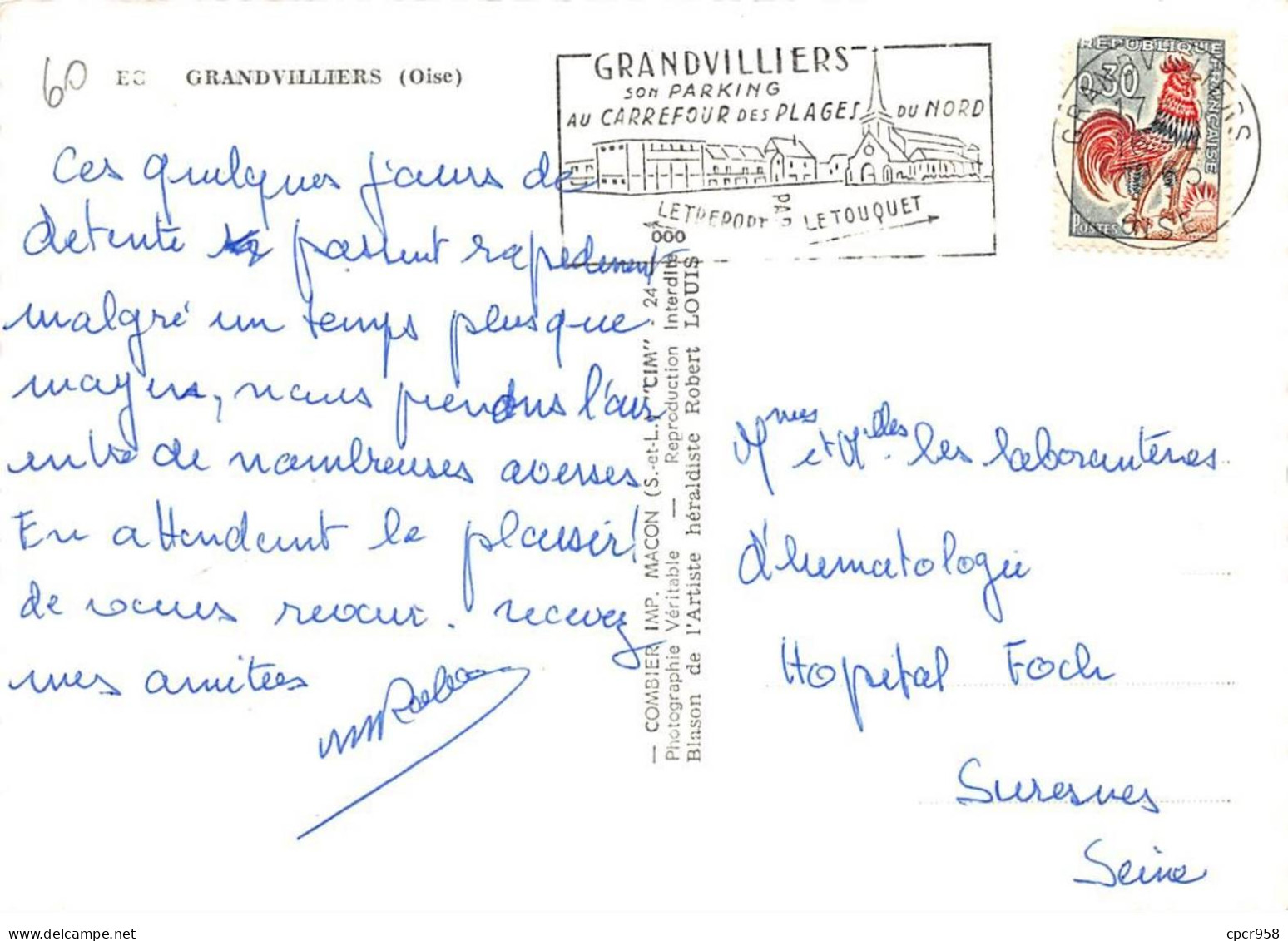 60 .n° Kri10992 . Grandvilliers .multivue .    N°ec  . Edition Combier . Sm 10X15 Cm . - Grandvilliers