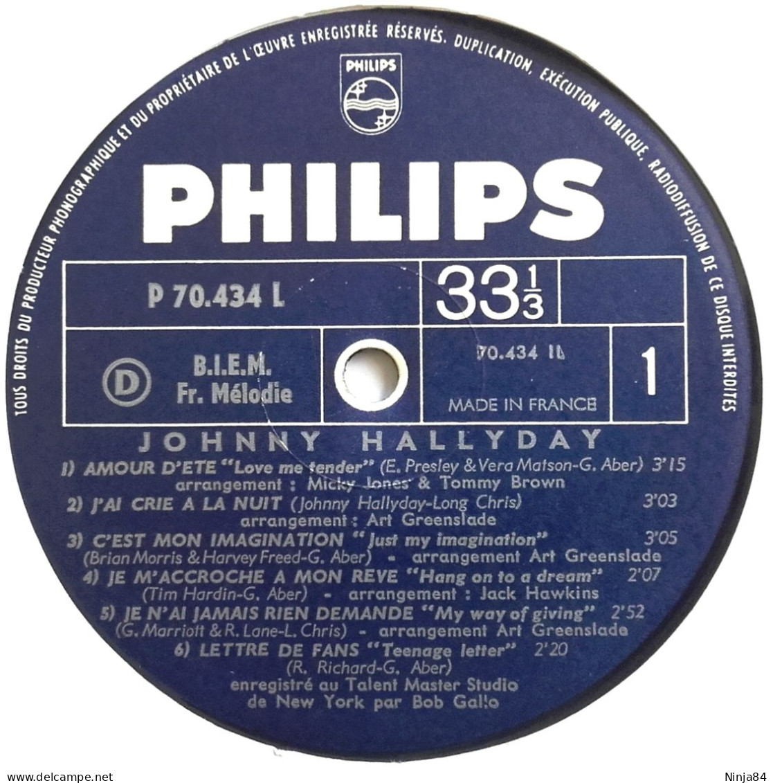 LP 33 CM (12")  Johnny Hallyday / Elvis Presley / Otis Redding  "  Johnny   " - Otros - Canción Francesa