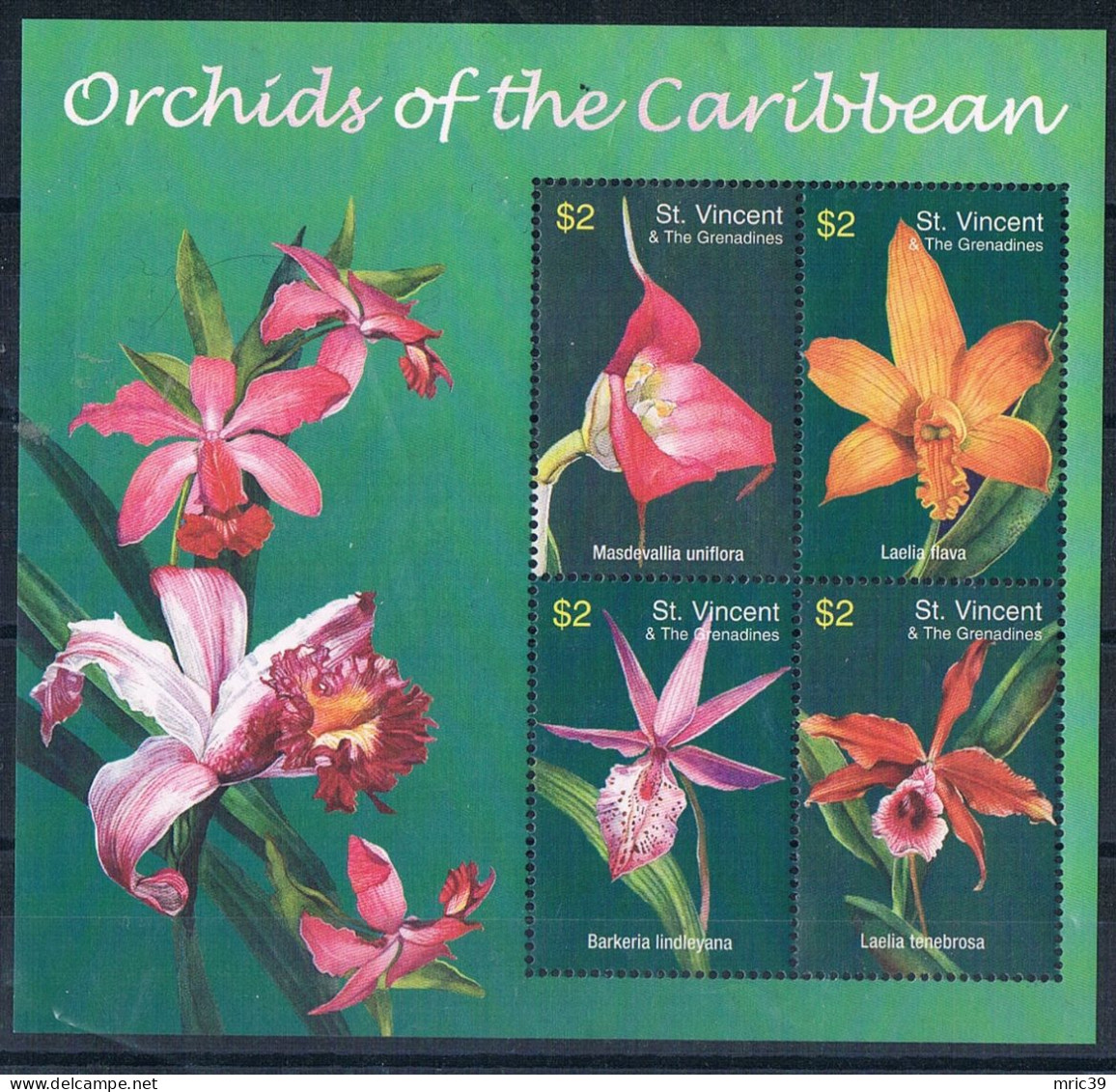 Bloc Sheet Fleurs Orchidées Flowers Orchids  Neuf  MNH **  St Vincent & The Grenadines 2003 - Orchids