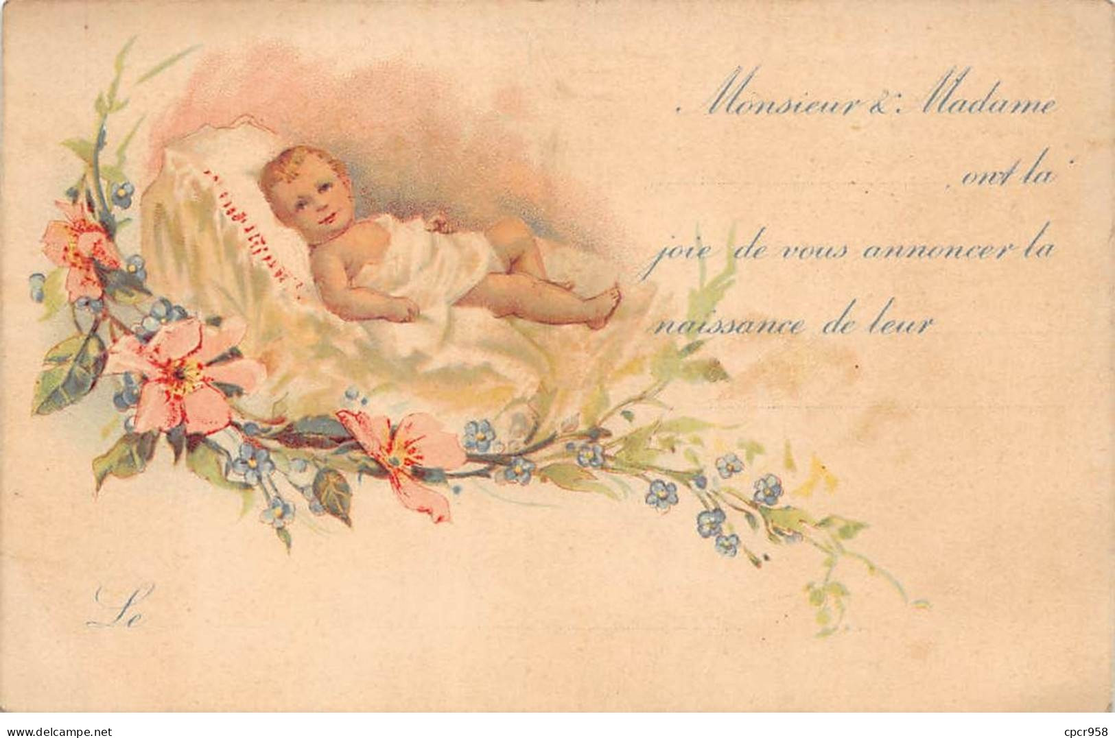 Fantaisie - N°83542  - Monsieur &Madame ... Ont La Joie De Vous ... - Bébé Entouré De Fleurs - Carte Vendue En L'état - Babies