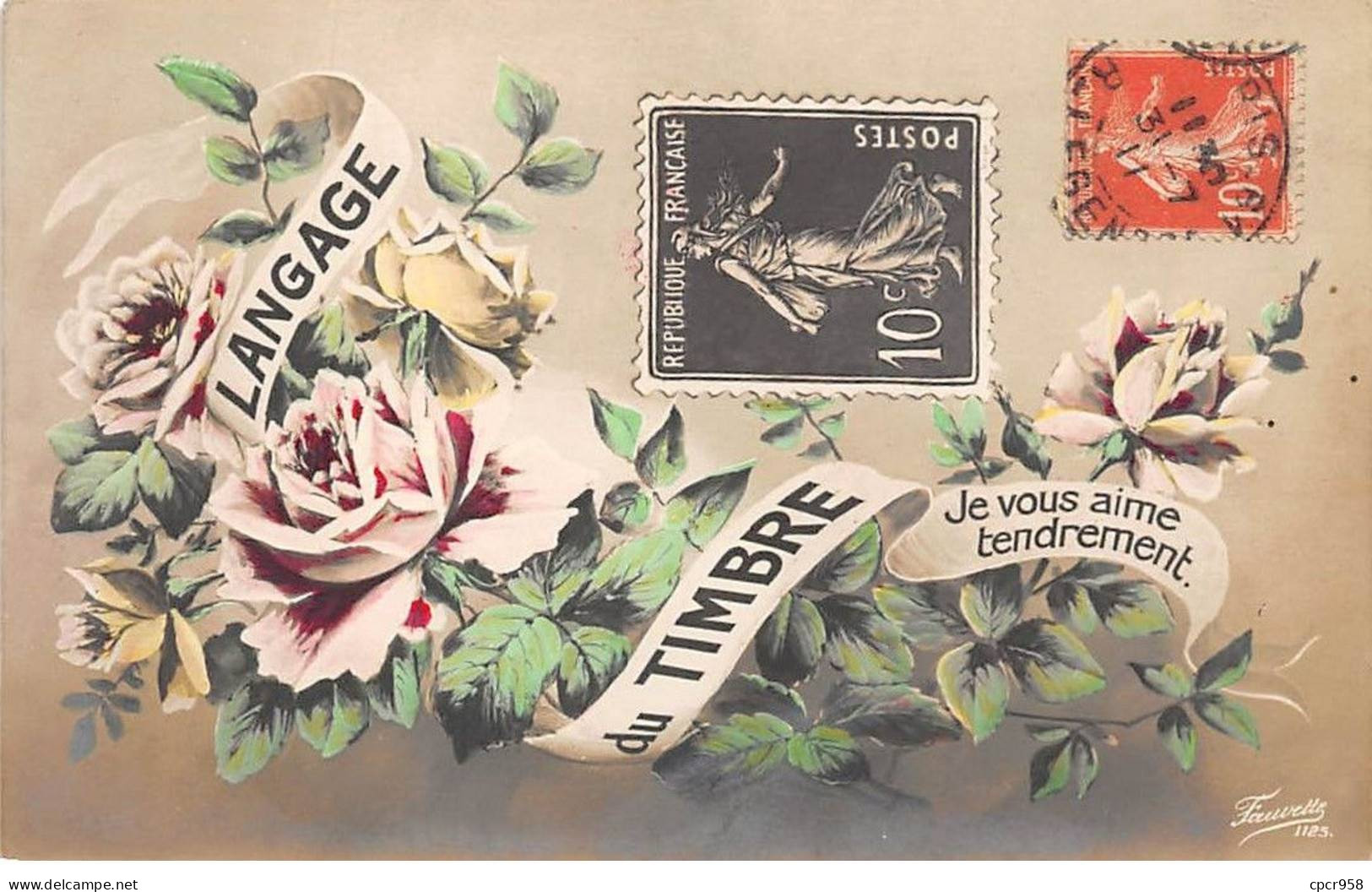 Représentations Timbres - N°84199 - Langage Du Timbre - Je Vous Aime Tendrement - Roses - Sellos (representaciones)