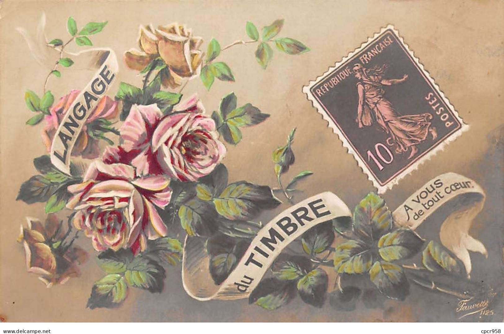 Représentations Timbres - N°84202 - Langage Du Timbre - A Vous De Tout Coeur - Roses - Timbres (représentations)