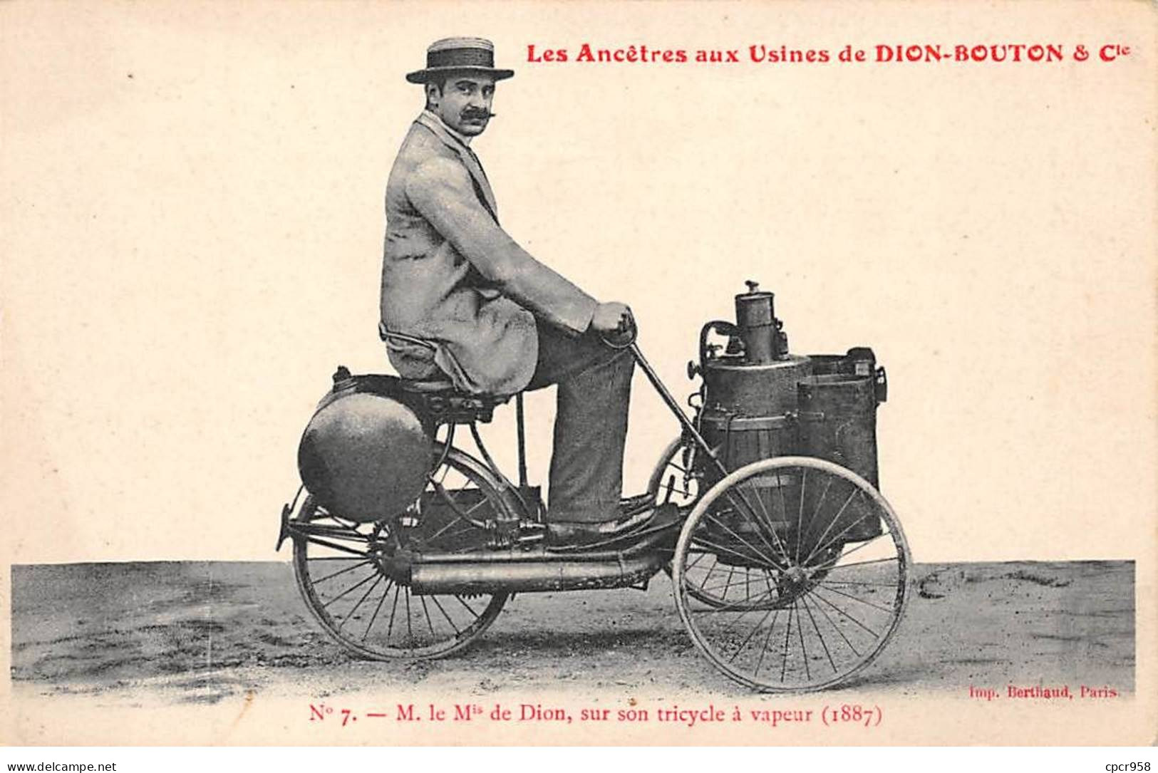 AUTOMOBILE - SAN56244 - M Le Mis De Dion Sur Son Tricycle à Vapeur (1887) - Sonstige & Ohne Zuordnung
