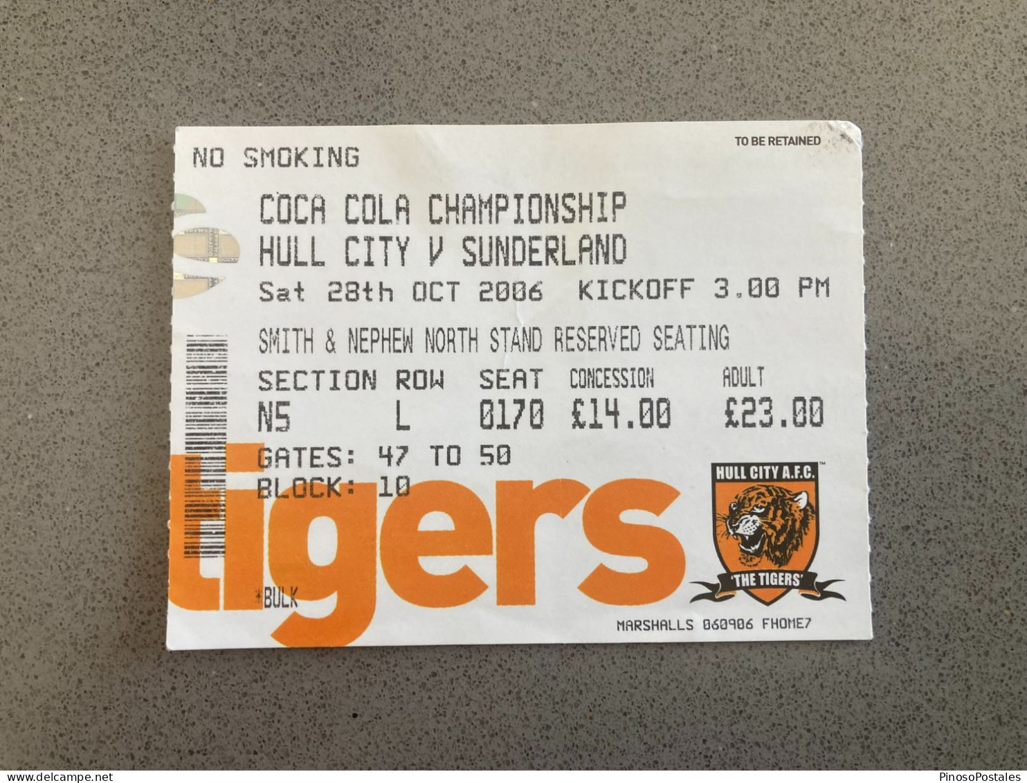 Hull City V Sunderland 2006-07 Match Ticket - Tickets - Entradas